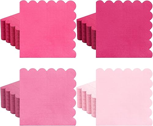 Miniatura 55 de Zhanmai Paquete de 100 servilletas de cóctel de 5 x 5 pulgadas, servilletas festoneadas de papel de color degradado con bordes festoneados, almuerzo