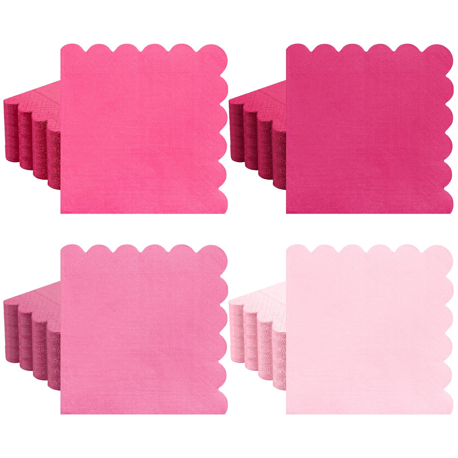 Zhanmai 100 Pack Light Pink Cocktail Napkins 2ply Scalloped Napkin 5 x 5 in