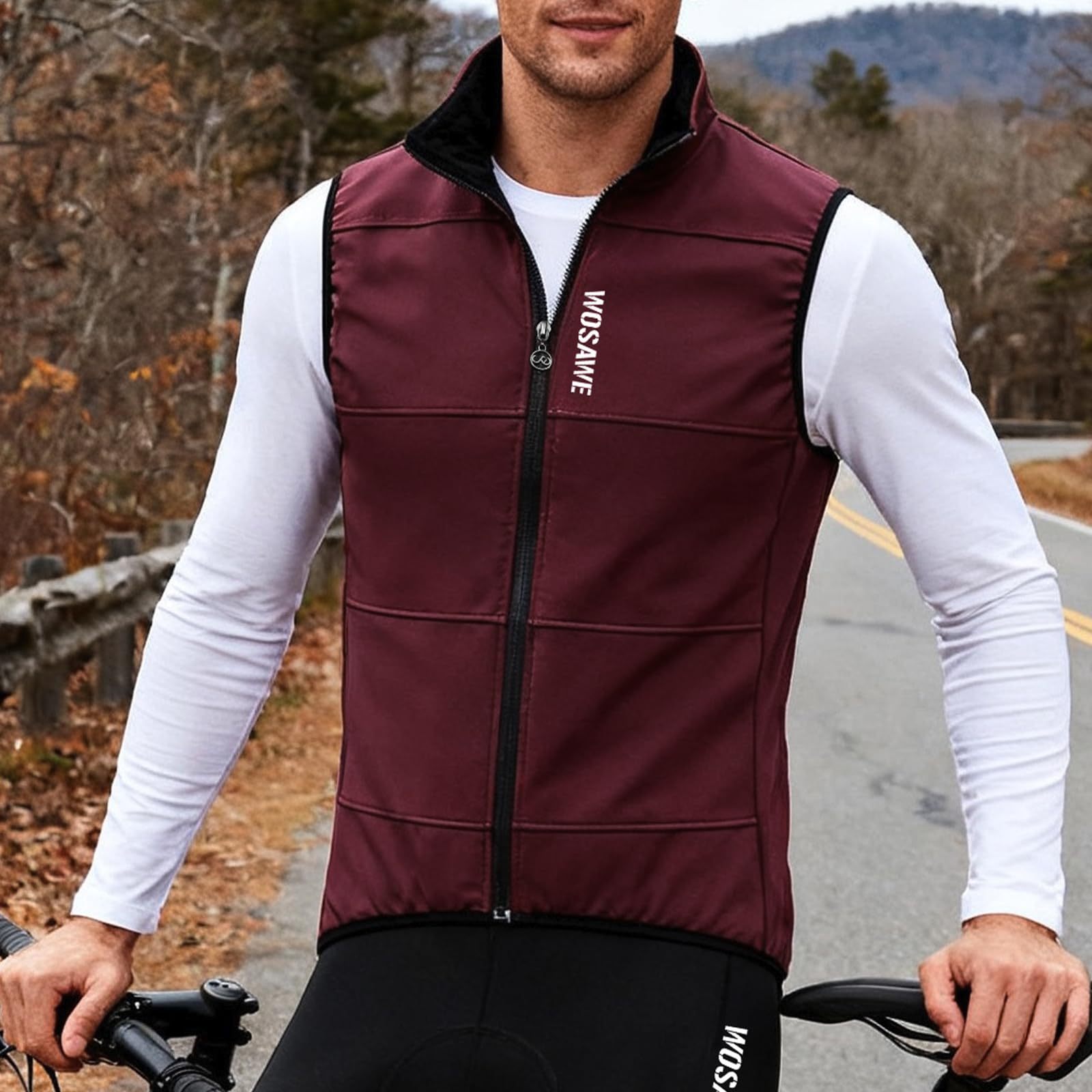 WOSAWE Homme Gilet de Cyclisme Coupe-Vent Softshell Thermique Respirant Veste de Vélo sans Manches pour Automne Hiver