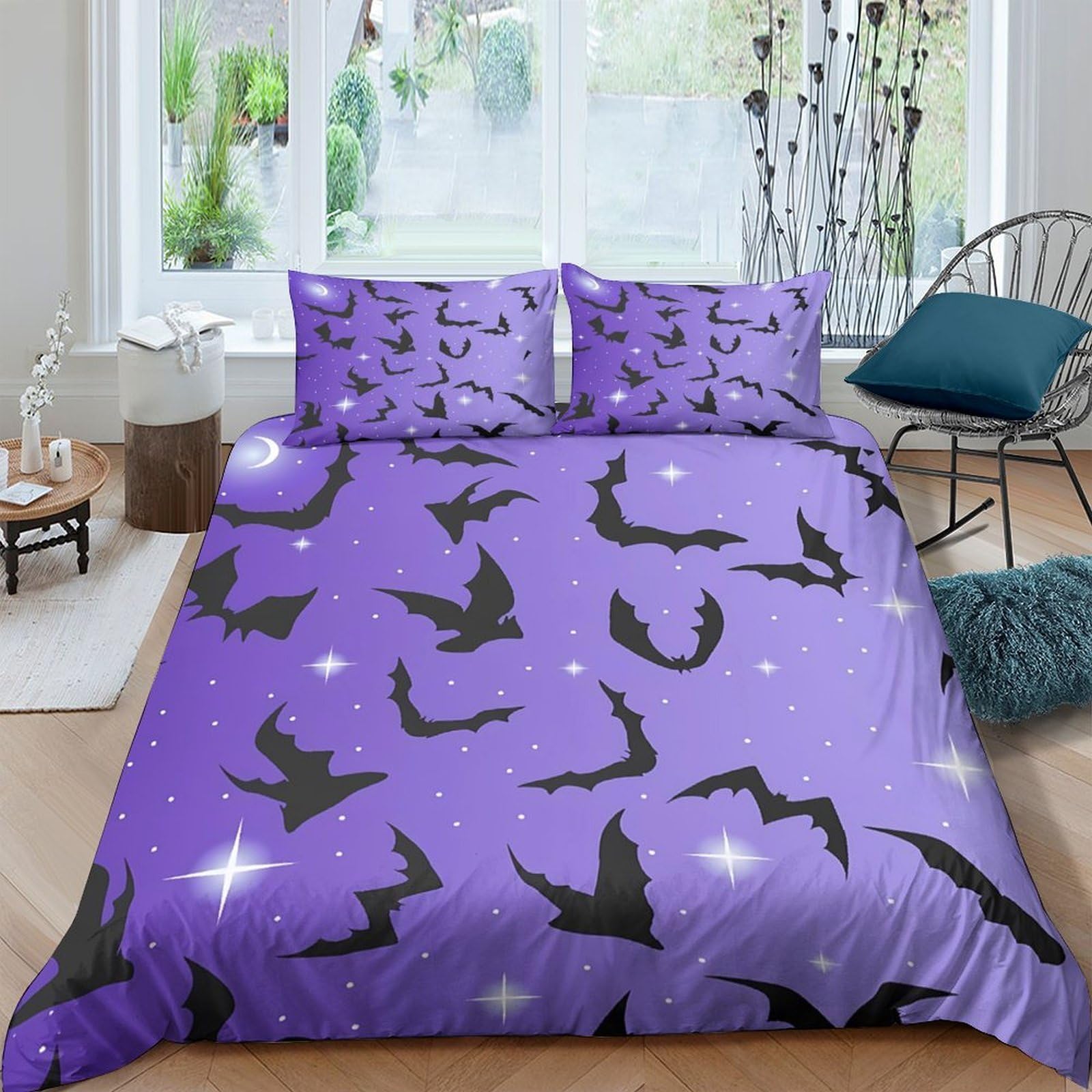 Taie de couette chauves-souris d'Halloween 220x240 pour lit double King size doux
