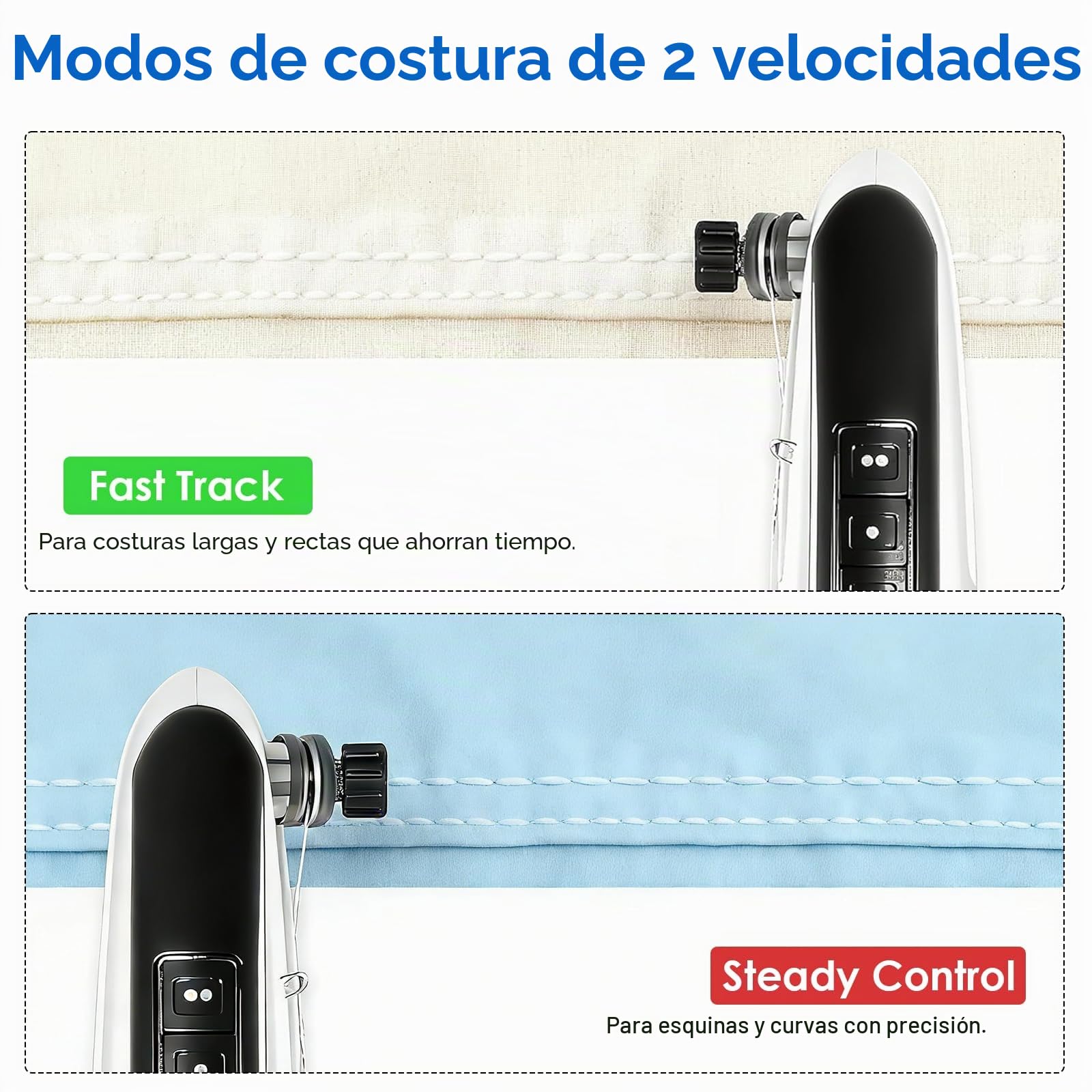Máquina de Coser Manual de Doble Alimentación – Mini Máquina Portátil, 375 PPM, con Kit de Costura para Principiantes & Hogar