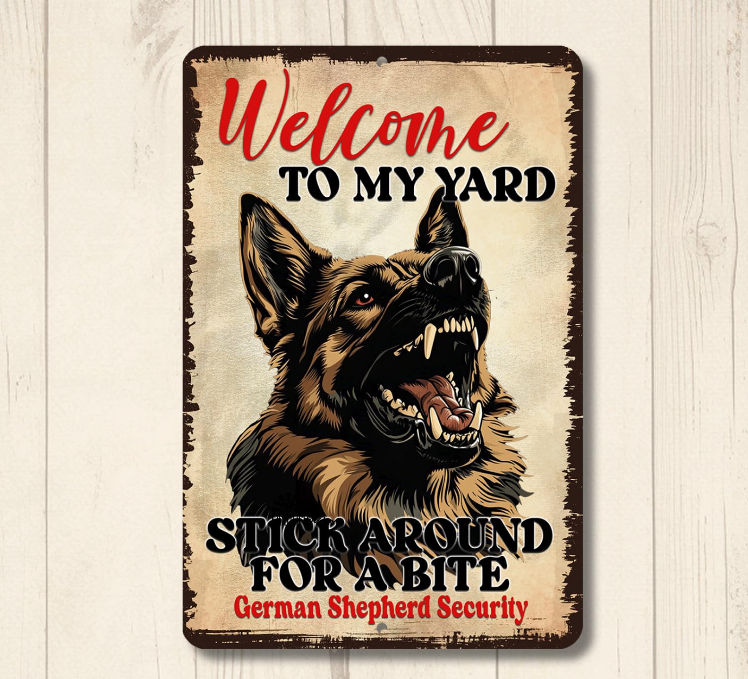 German Shepherd Welcome Yard House Sign funny dog GSD metal warning security tin home decor