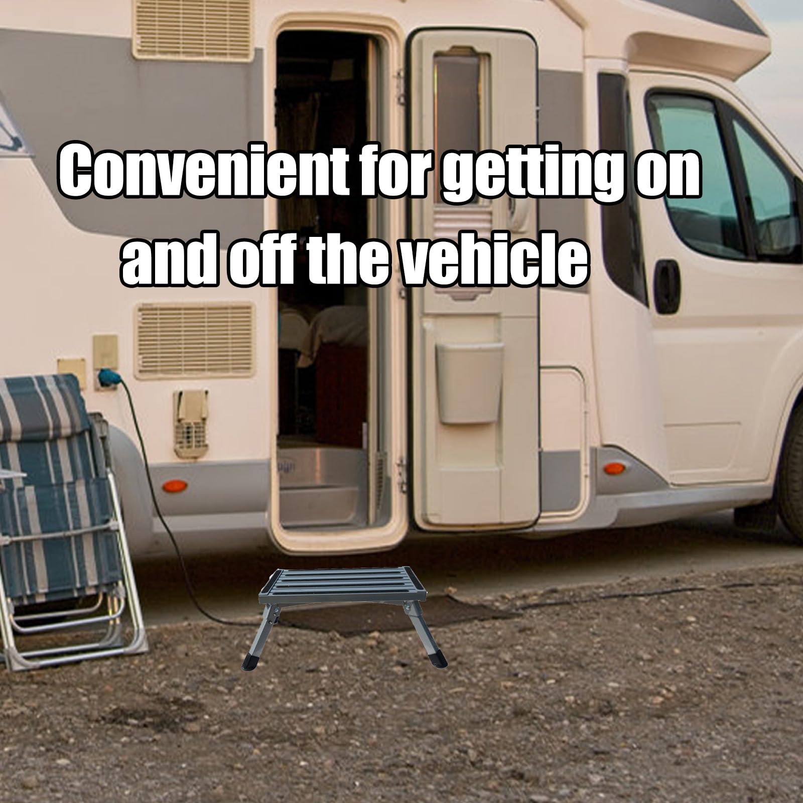 Taburete plegable de aluminio para vehículos recreativos, para adultos, ligero, portátil, plegable, para camioneta o cámper