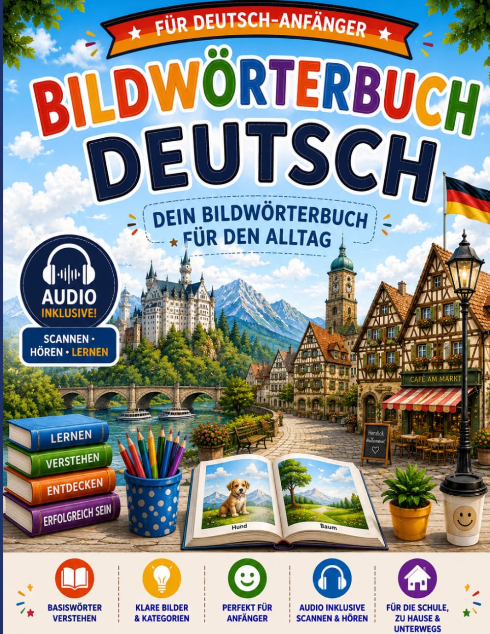 Deutsches Bildwörterbuch: Grundlegender Alltagswortschatz für Deutsch-Anfänger (Bildwörterbuch Deutsch)