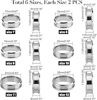 Vista 3 de UNICRAFTALE Anillo de acero inoxidable con núcleo en blanco, ajuste de anillo de dedo en blanco para incrustaciones, anillo de dedo ranurado, anillo