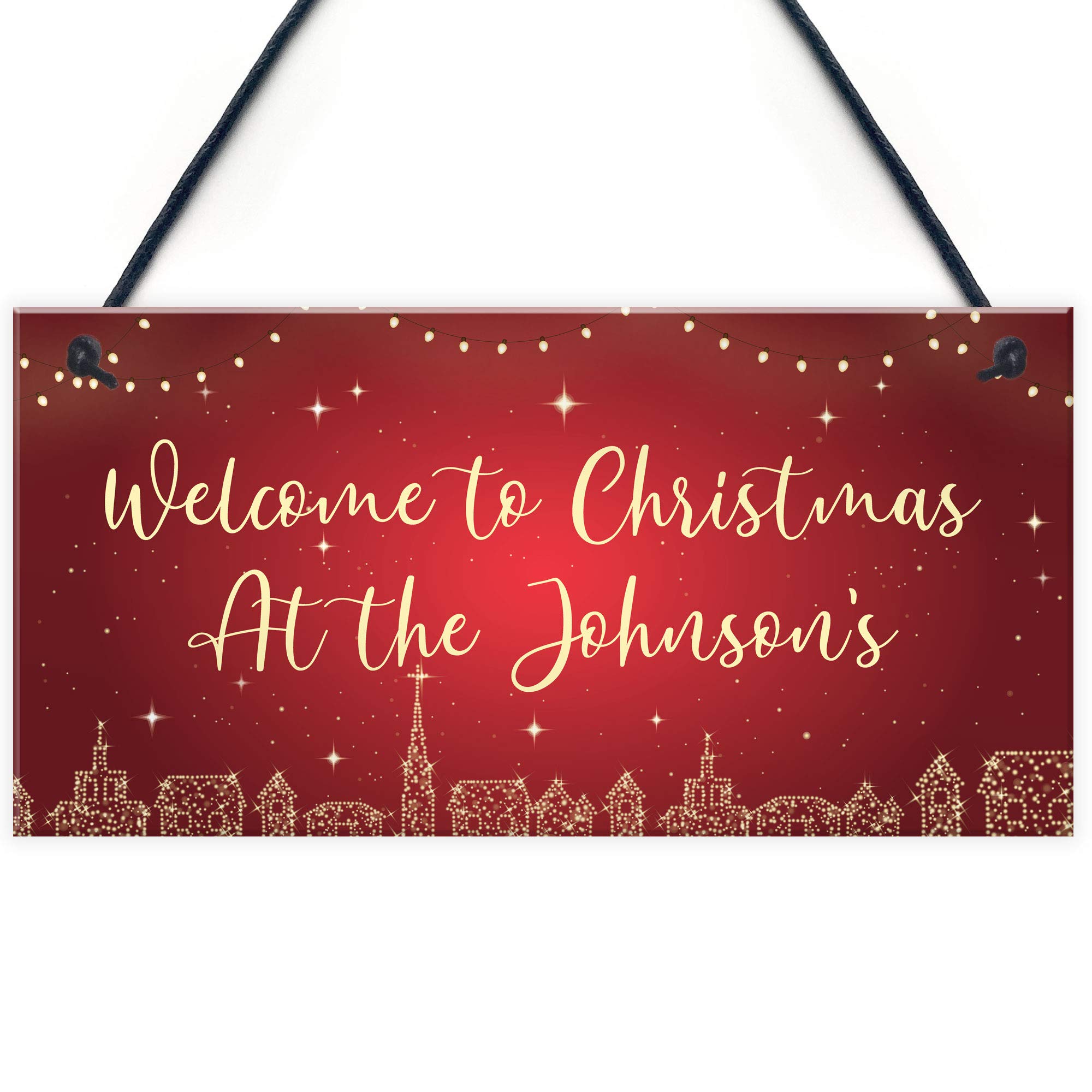 Red Ocean PERSONALISED Christmas Welcome Home Sign Plaque Christmas Decorations Personalised Gifts