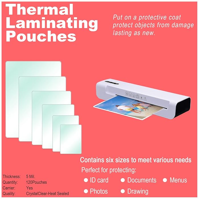 Buy Orfonbi Gloss Thermal Laminating Pouches 5 Mil Premium Lamination