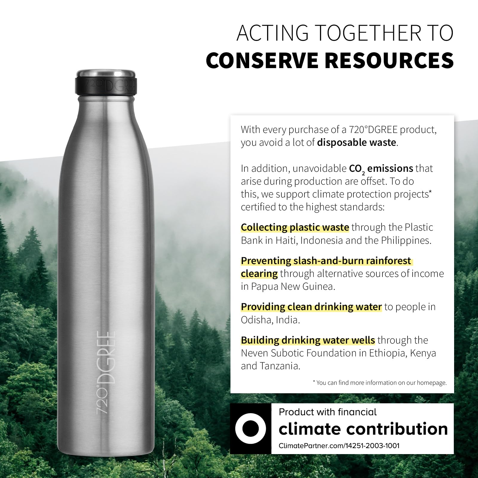 720°DGREE Botella Agua Acero Inoxidable “milkyBottle“ – 1litro - Sin BPA Free, Antigoteo y Prueba de Fugas - Frasco térmico, Cantimplora Aislada - Bebida con Gas, Deporte, Escuela, Gimnasio Exteriore - 5