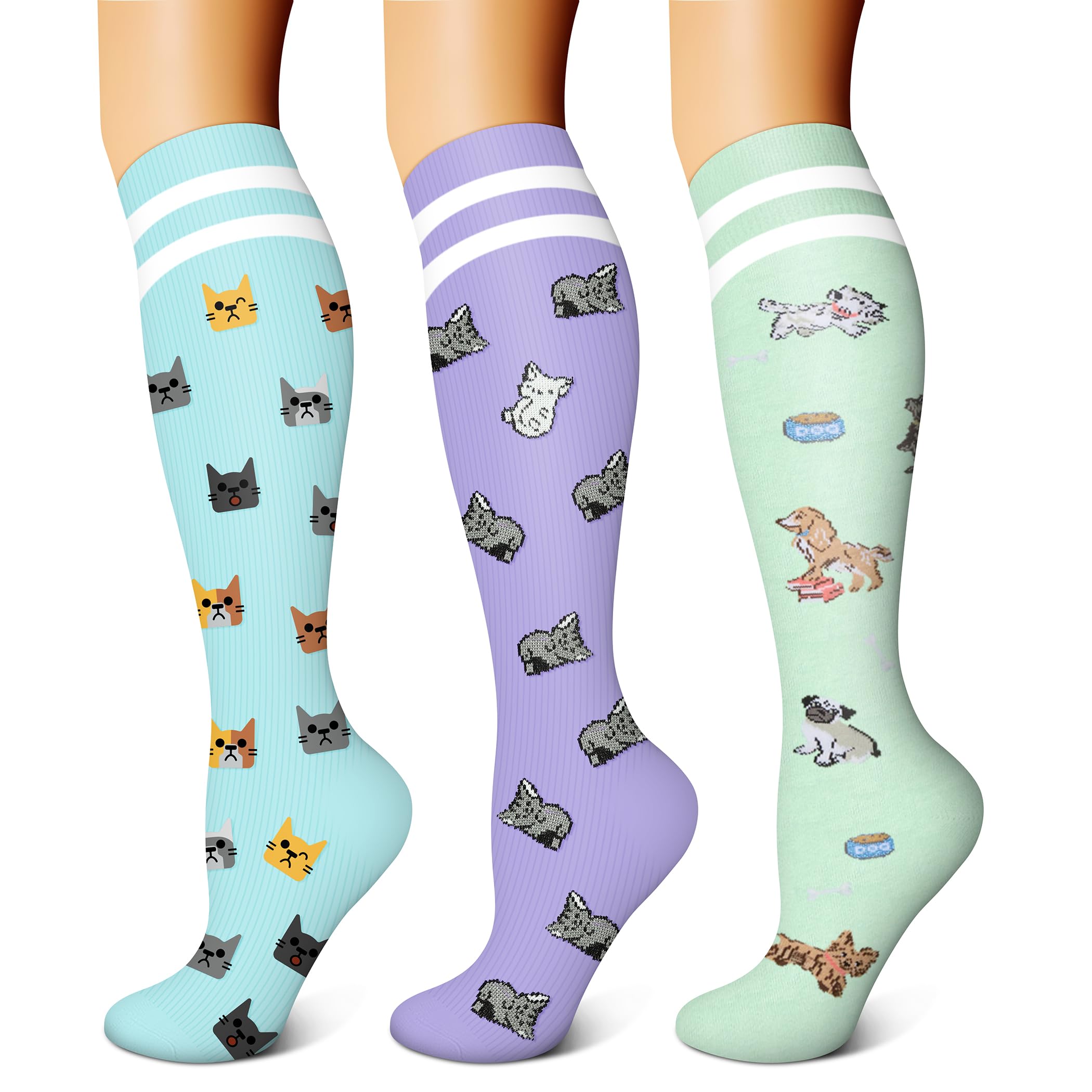 FEYHAY Copper Compression Socks (3 Pairs) 15-20 mmHg Circulation is Best Athletic &amp; Daily for Men &amp; Women, Running, Climbing