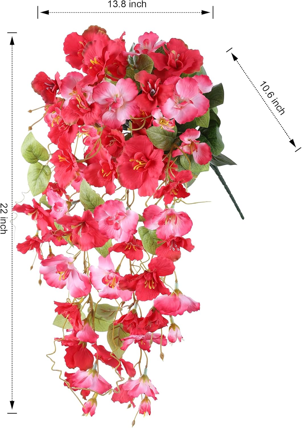 Artificial Hibiscus Fake Hanging Flowers Plants for Outdoors Spring Decoration, 2pcs Faux Silk Outside Hibiscus Long Trailing Vines Realistic UV Resistant for Front Door Planter Porch Patio Yard Urn - Image 5