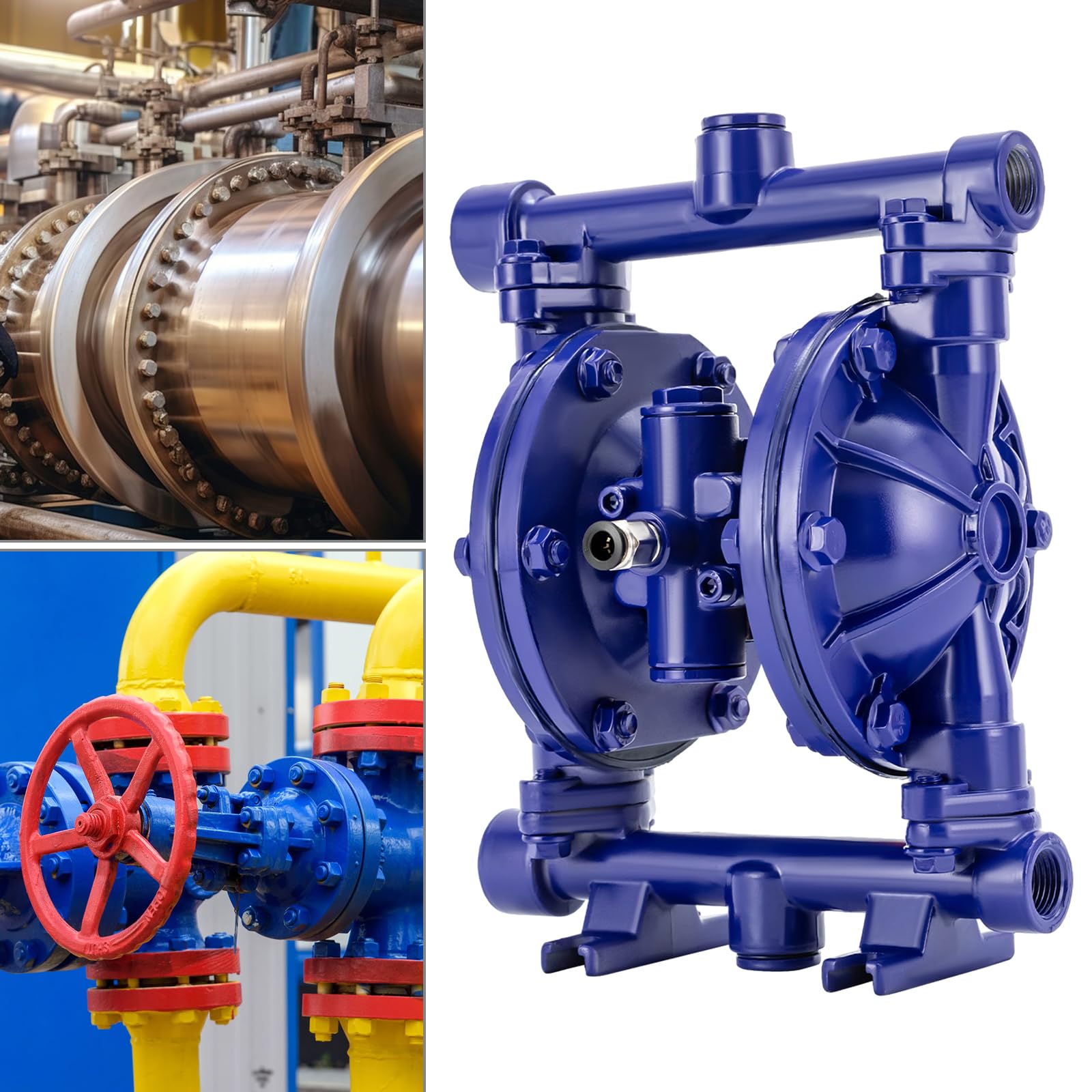 Pompe a diaframma pneumatiche in ghisa doppia per trasferimento fluidi industriali, pollici 12 GPM resistente e affidabile, ideale per uso professionale e impianti industriali