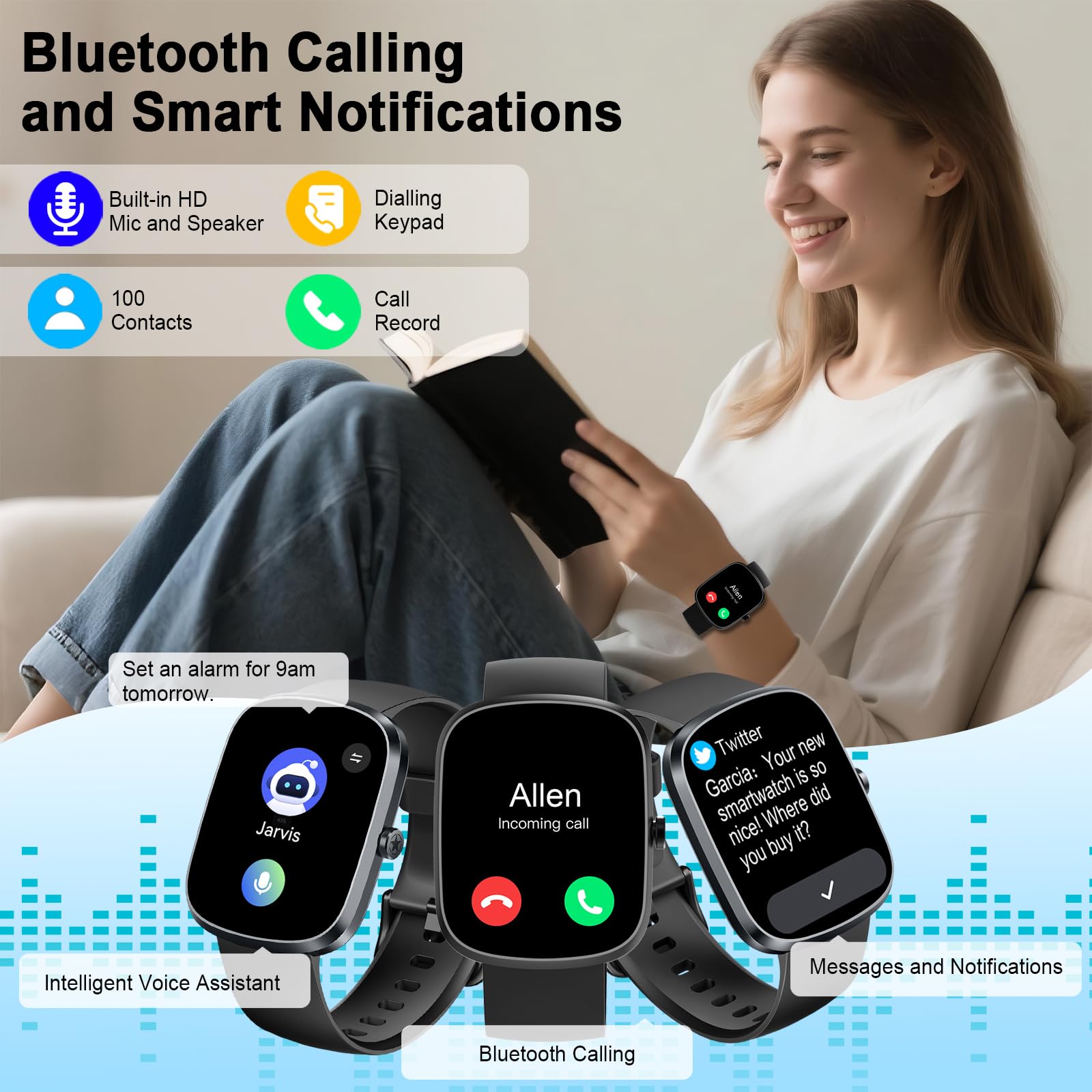AI Smartwatch Uomo Donna, Smart Watch ChatGPT-AI Assistente Vocale AI, 1.91" Orologio Smartwatch Donna Chiamate Bluetooth, 24H Cardiofrequenzimetroi/Sonno/Contapass, 110+ Sportive, IP68 Impermeabil