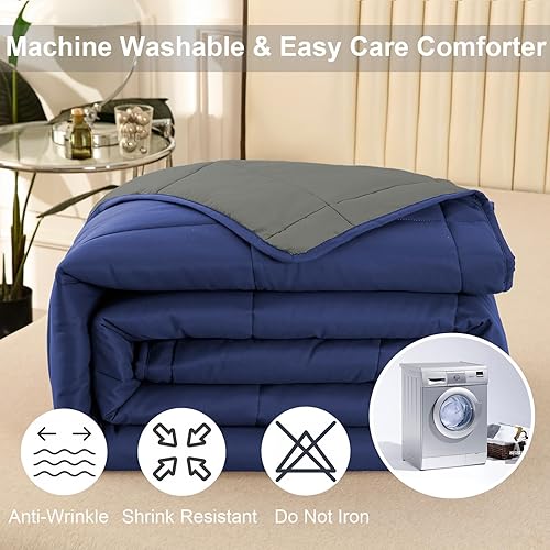Miniatura 6 de Edredón de tamaño King Plus de 128 x 120 pulgadas, colchas extra grandes tamaño King de 3 piezas, edredón ligero reversible de plumón alternativo