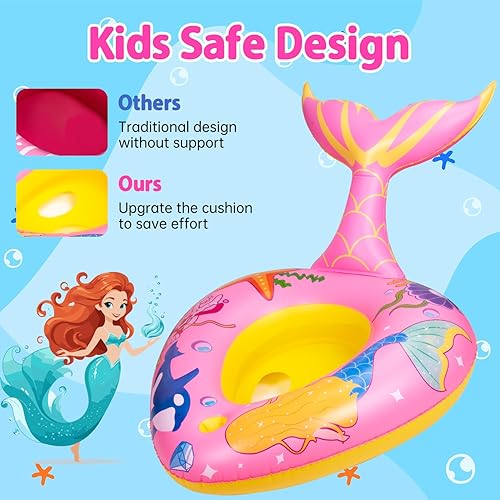 Miniatura 3 de Flotadores de piscina para niños con pistola de agua, juguetes de piscina de sirena para niños de 3 a 8 años, flotador de piscina inflable para