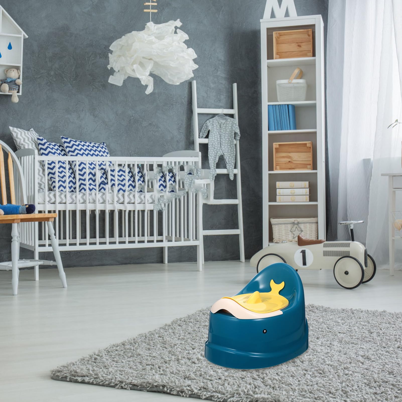 Kinder Töpfchen für Kleinkinder Tragbare Töpfchentraining Toilette aus Pp Leicht Wiederverwendbar für Zuhause und Reisen Blau
