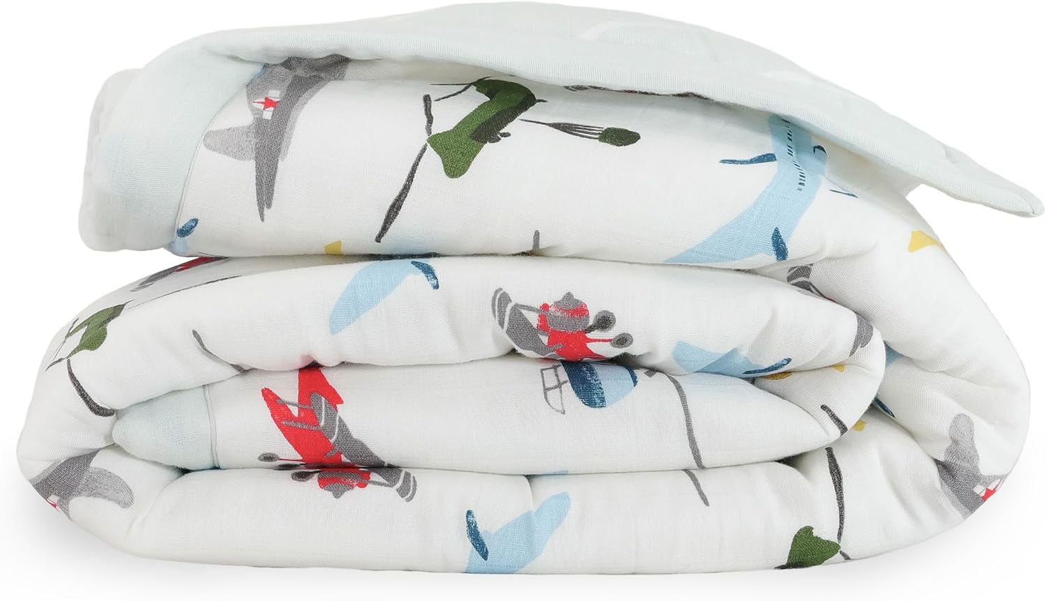 Little Unicorn Muslin Comforter Blanket | Soft & Breathable Muslin Fabric | 36"x50" | 100% Cotton | Crib & Toddler Bed Blanket (Air Show)