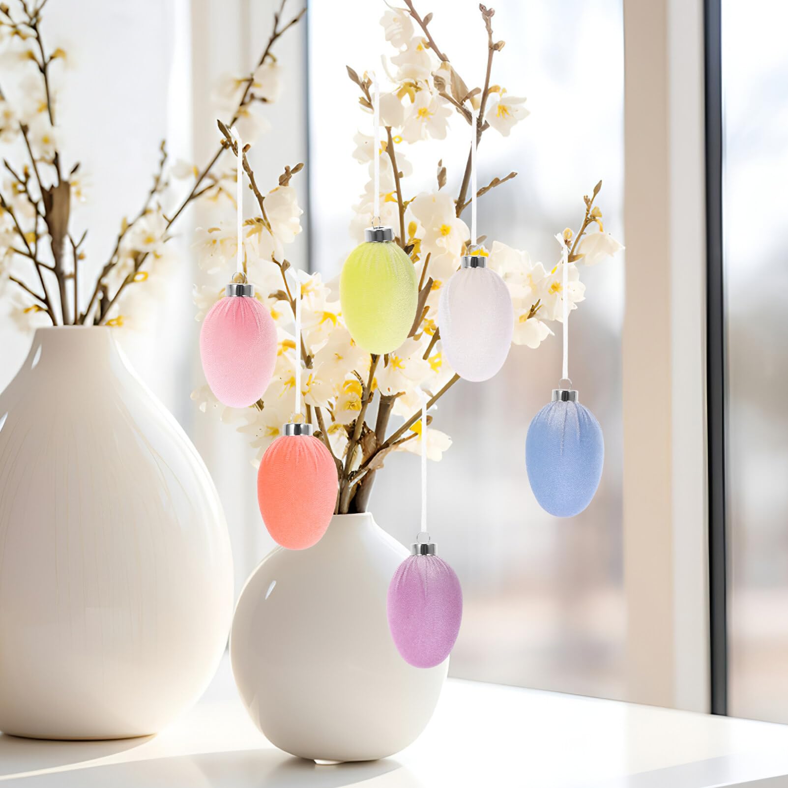 12stücke Osterdeko Eier Für Festliche Baumdekoration Bunte Hängende Ostereier Für Osterfeiern Hochwertige Deko-Accessoires Für Hotels Und Geschäfte