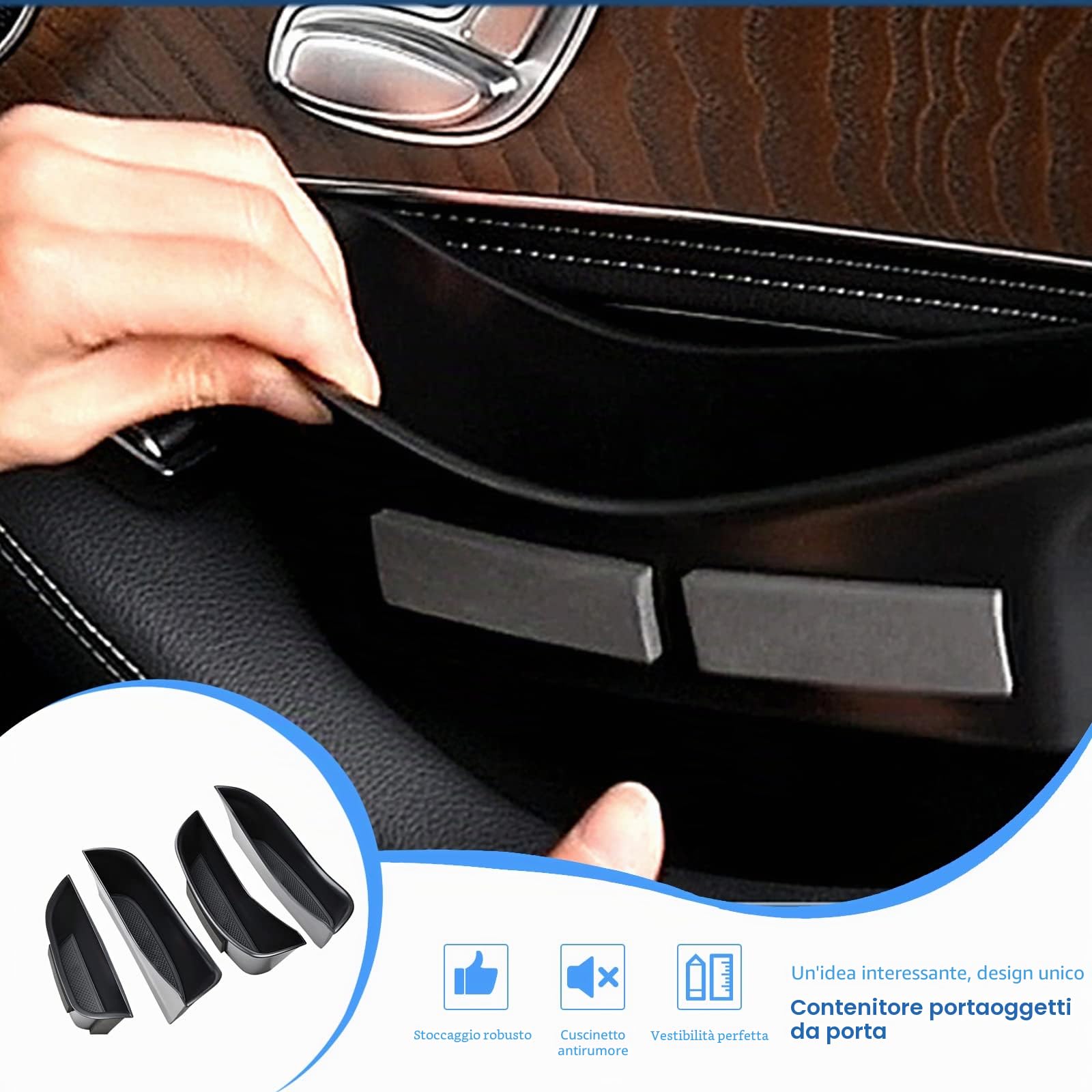 YEE PIN Per Mercedes Classe C W205 2015–2021 / Benz GLC X253 2016-2022 Accessori per portiera auto W205 GLC X253 Scatola portaoggetti Organizer Console Tasca laterale Salvaspazio Piccola modifica