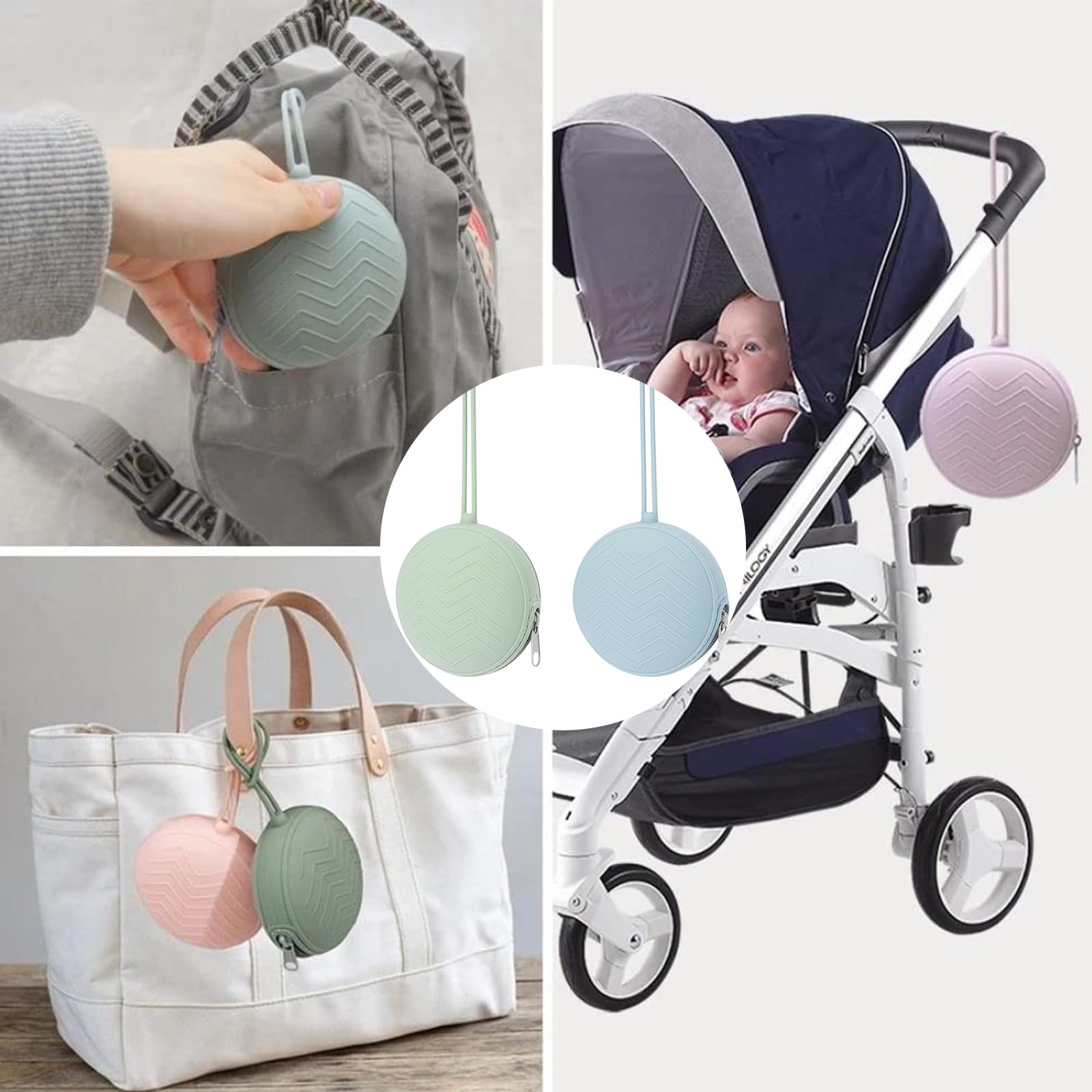 2 Stück Schnullerbox für Unterwegs - Silikon-Schnullerbox Schnullerhalter und Schnullerbox für unterwegs, Reise Baby Schnuller Aufbewahrungsbox, universelle Schnullertasche, BPA-frei