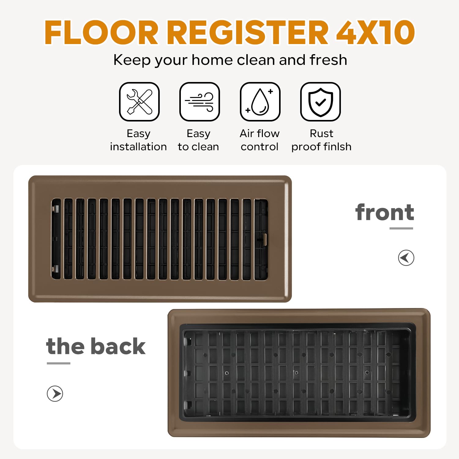 Registro de suelo 4x10, paquete de 12