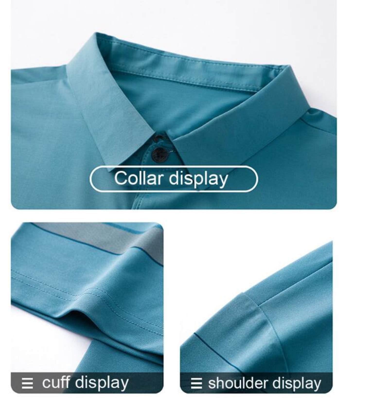 Moda Casual - Polo da Uomo Azzurra A Maniche Corte A Righe Estiva Polo per Uomo Abbigliamento Ampio T-Shirt Traspirante per Golf Tennis Lavoro