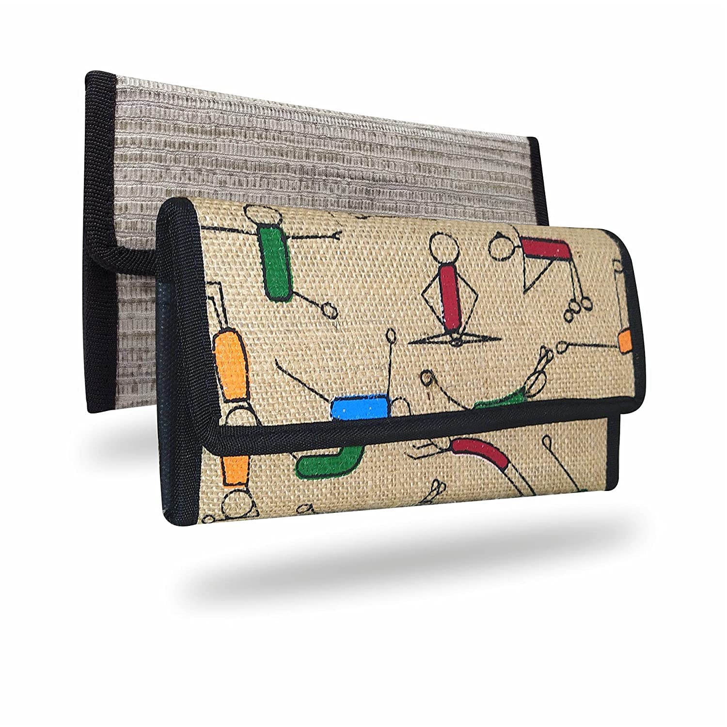 Bags COMBO of Yoga printed Jute Clutches & 3D Grey Embossing Hand Purse For Girls & Women-image-25
