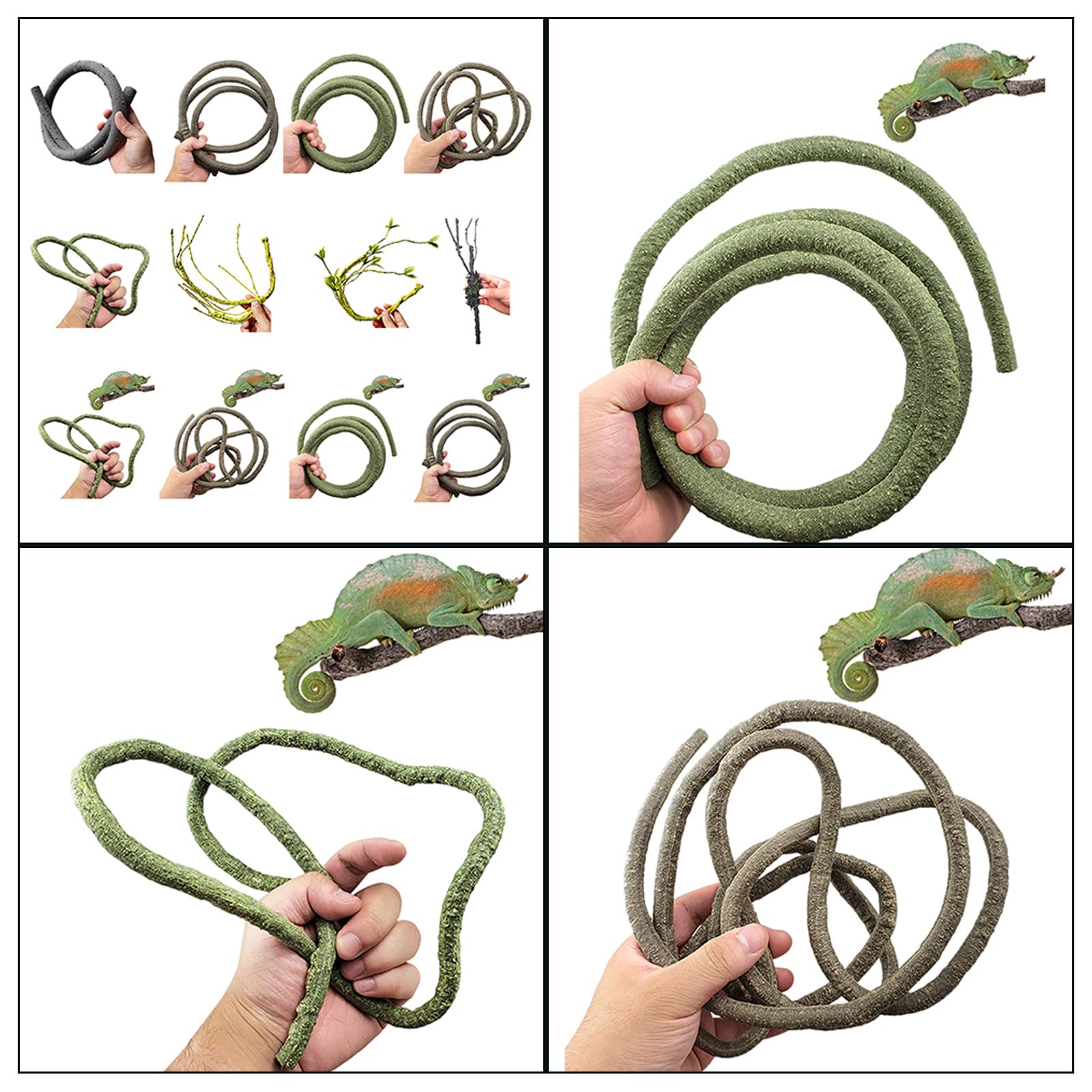 Fcnjsao Reptiles Plant Hide Vine Branch Leaves Terrarium Jungle Habita for Lizards Snake Decorative False