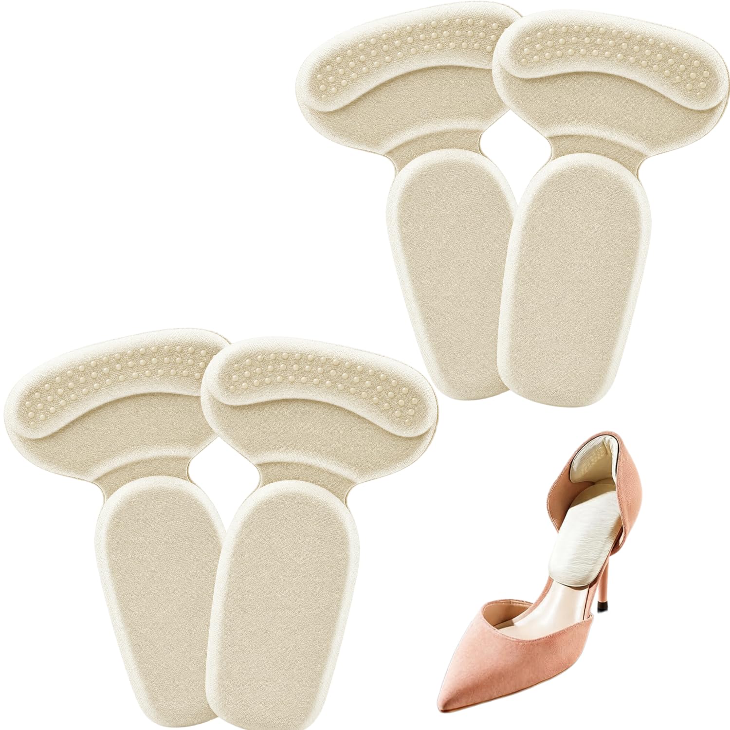 Heel Pads for Shoes, Soft Adhesive Heel Grips, Cushioned Heel Liners for Improved Fit, Shoe Inserts for Women and Men, for Flats, Sneakers, Heels and Boots, Apricot, 2 Pair