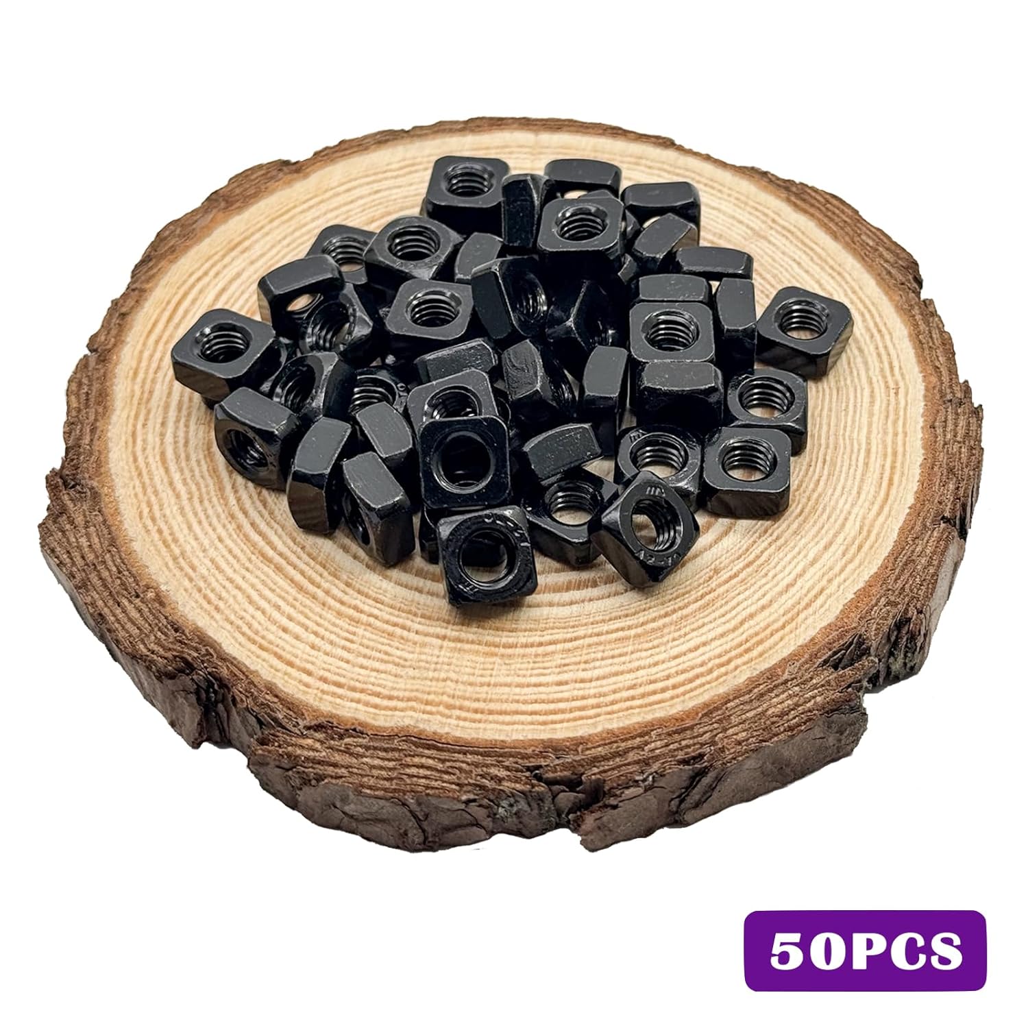 M6 Square Nuts,Black 304 Stainless Steel Square Nuts,Durable Fasteners for Home Repairs and Professional Engineering(50Pcs)