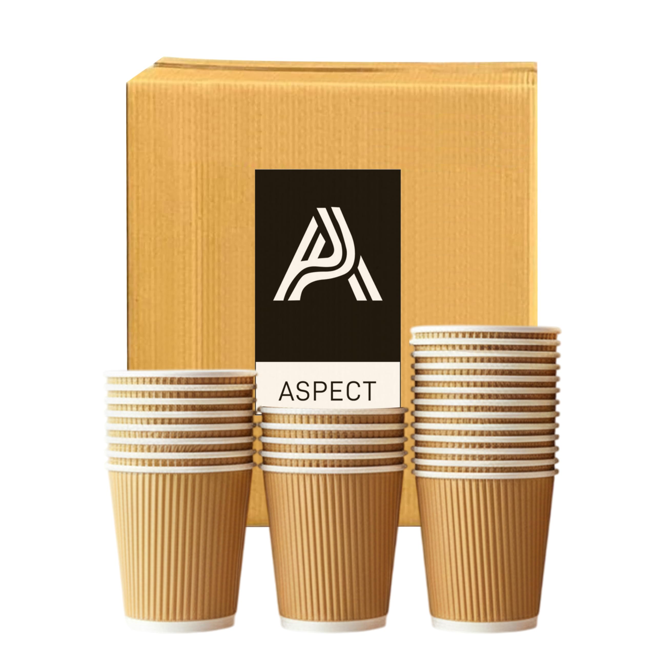 Aspect Ripple, Paper Coffee Cups, Triple Wall Insulated Disposable, Brown Kraft, 8oz Pack of 25 for Takeaway, Hot and Cold Drinks โ image 1