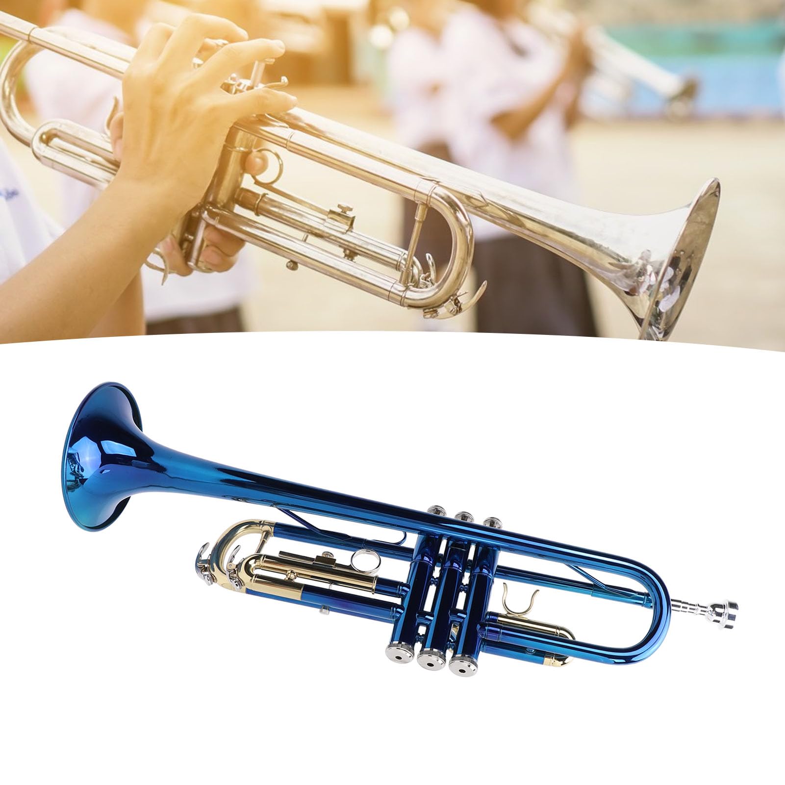 Generic Tromba in Sib Standard in Ottone, Strumento a Tromba per Orchestra di Bande Scolastiche per Studenti Principianti per Bambini Adulti, per Principianti in Rame Color Blu