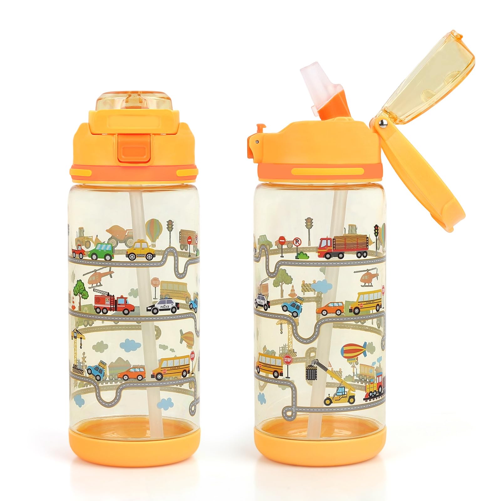 Gourde Enfant Anti-Fuite 600ml avec Paille Verrouillage Sécurisé Bouteille École Sport Filles Garçons Véhicule