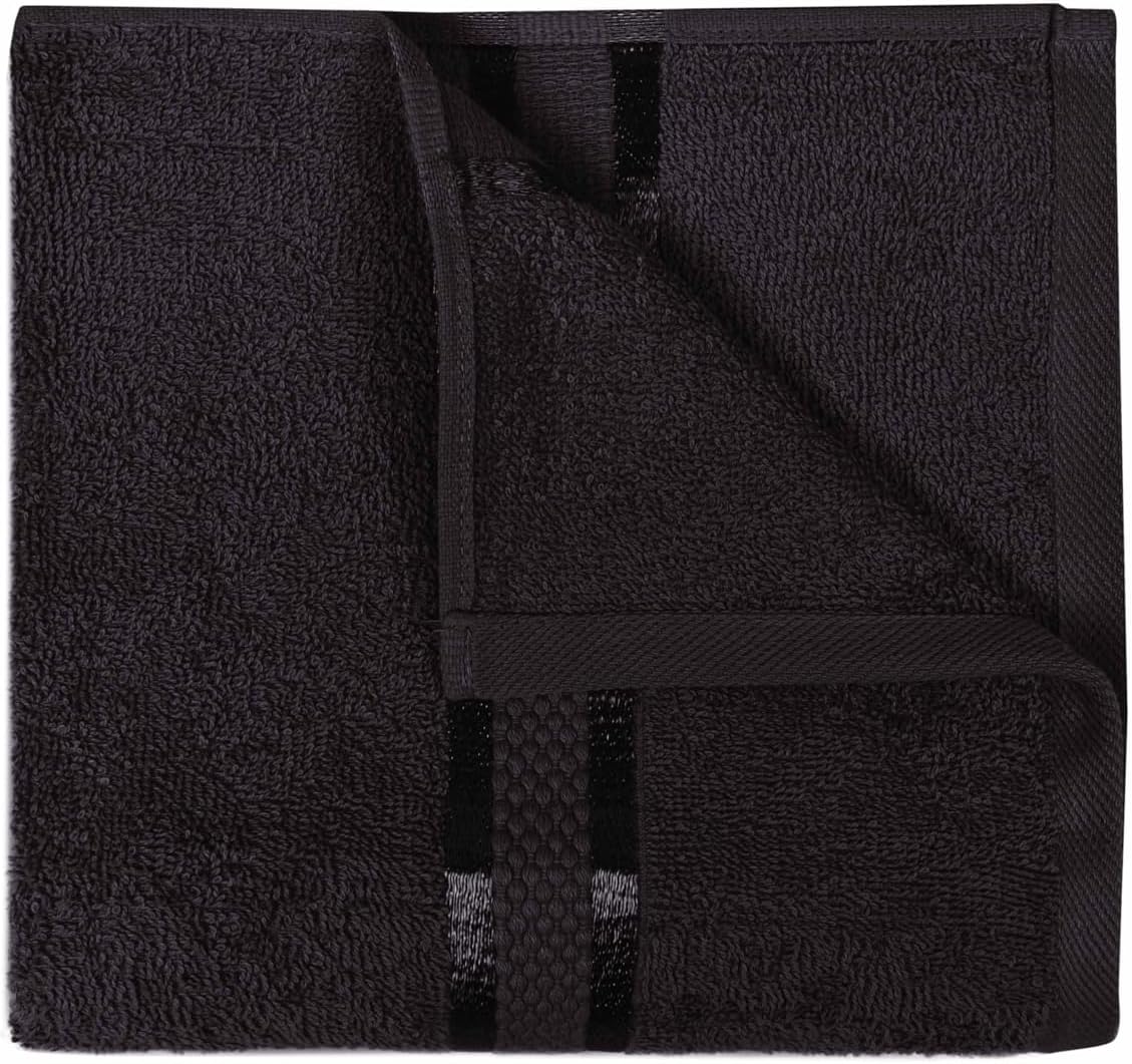 Exceptional 8-Piece Black Cotton Towel Set - High Absorbency & Softness - Includes 2 Bath Towels, 2 Hand Towels, 4 Washcloths - for Body, Face, Hands - Bathroom Accessory