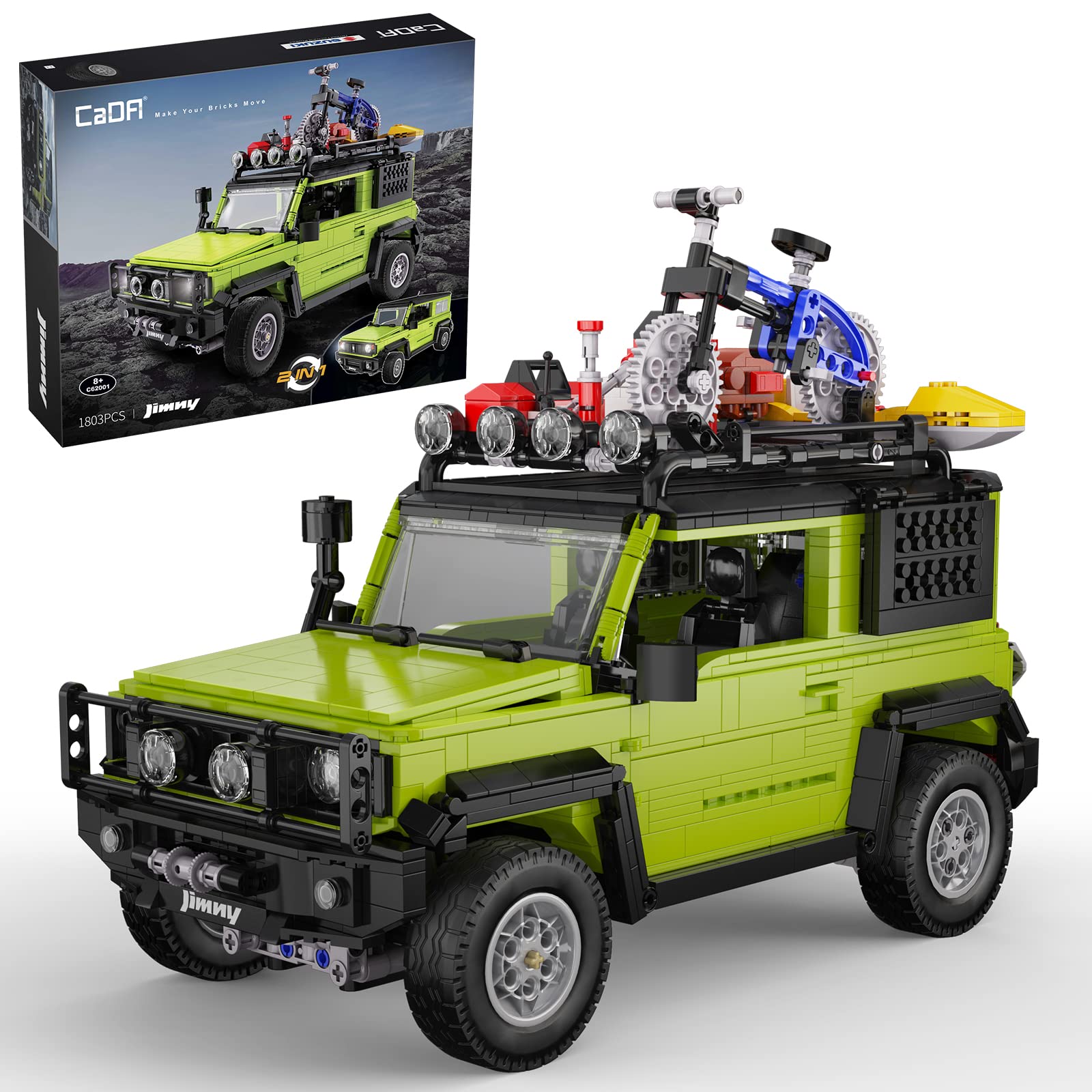 CaDAOff-Road Building Block Cars，1:12 Based On Suzuki Jimny SUV Technology car，RC Building Blocks Compatible Suzuki-Jimny Genuine IP License 1803PCS