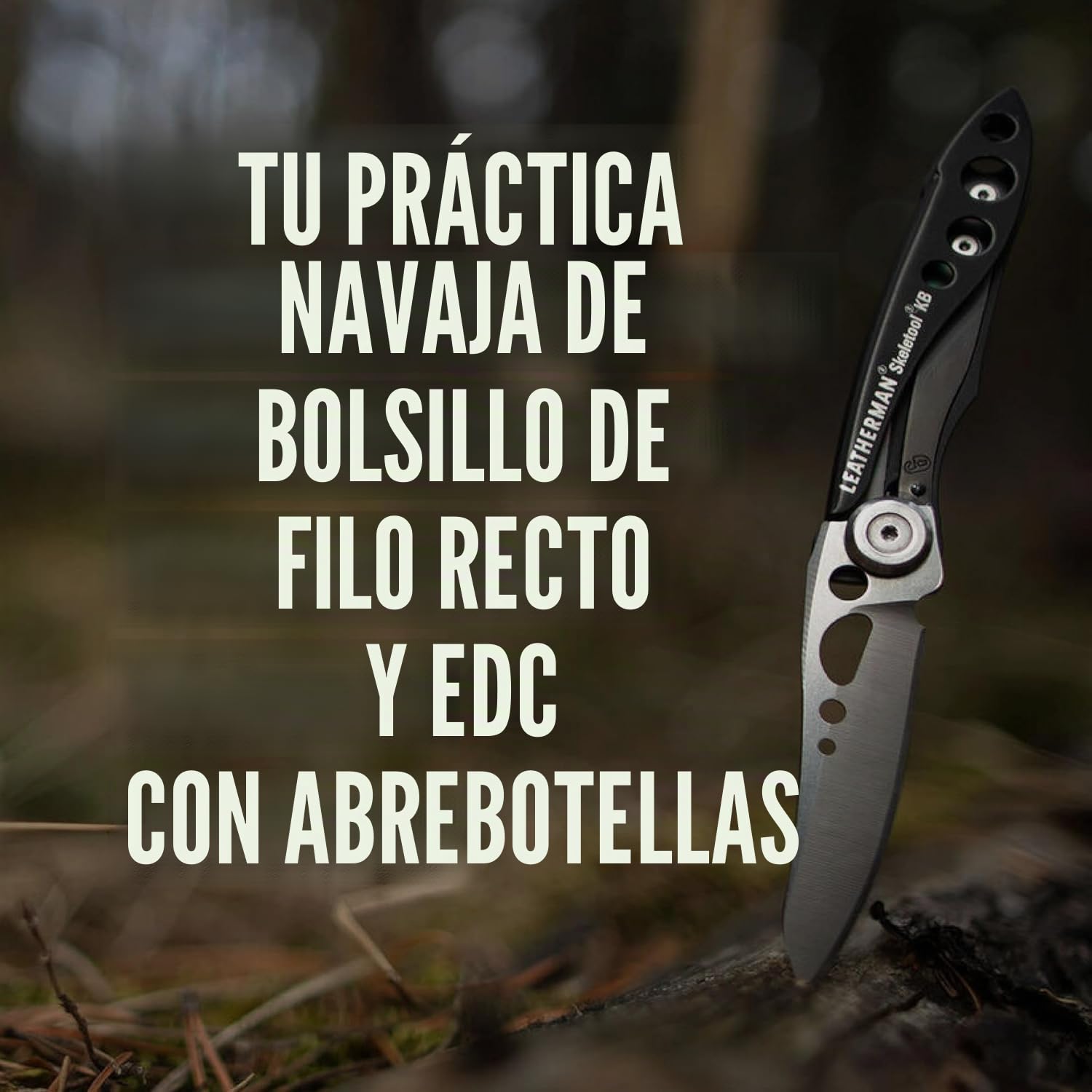 Leatherman Skeletool KB - Navaja de bolsillo multiusos resistente y ligero con abrebotellas, fabricada en EE.UU., en negro, Acero inoxidable