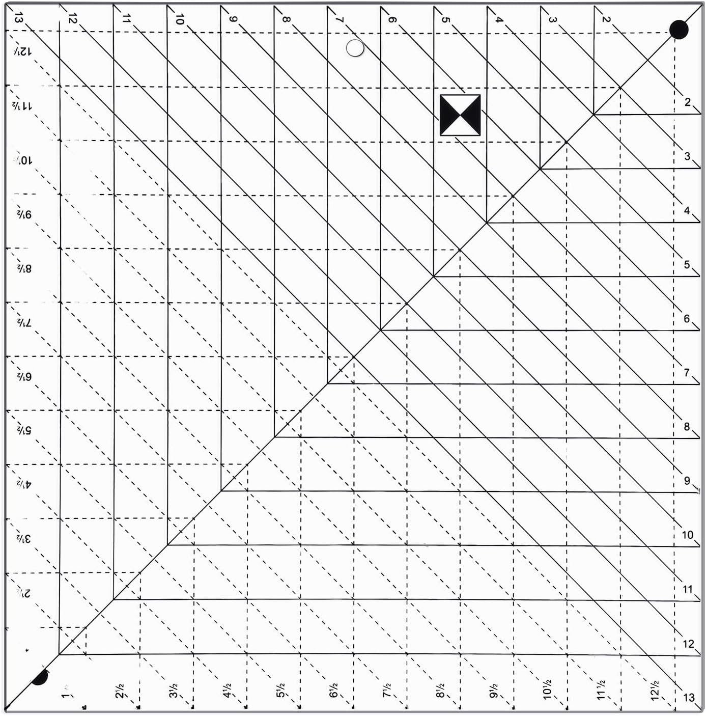 Quilting Rulers 13" x 13" for 1-12.5 Inch Patchwork Tool Quilt Ruler Non-Slip Grip Acrylic for Quilting, Sewing, Crafting, Patchwork Quilt Ruler Template