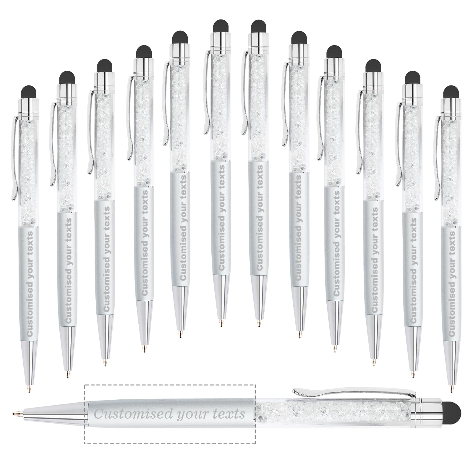 KOLOWKO Personalized 2 in 1 Ballpoint Pen,Custom Name/Text/Message, Crystal Decorated Ballpoint Pen, Good for Graduation, Wedding, Birthday,Communion Gifts