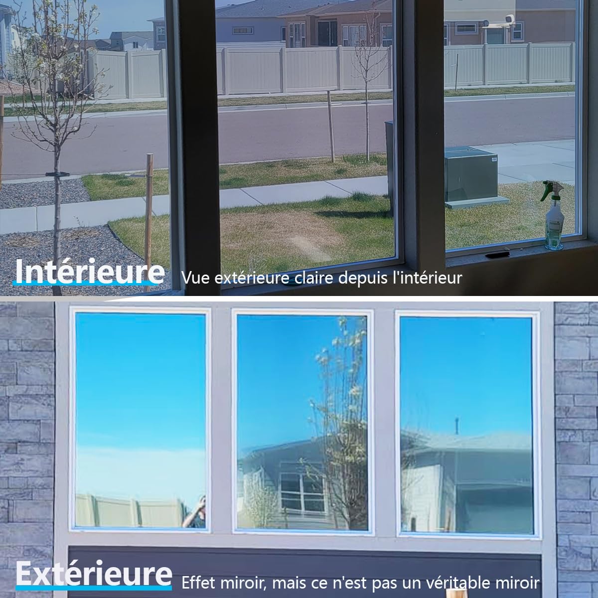 Zindoo Film Fenetre Anti Regard Film Anti Chaleur Bon Effet Miroir Anti UV | avec Kit de Pose 90x400cm Protection de la Vie Privée Protéger du Soleil pour Fenêtre Maison Bureau Magasin