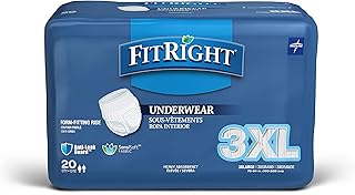 FitRight Adult Incontinence Underwear, Heavy Absorbency, 3X-Large, 75"-80" (20 Count, 4 Pack)