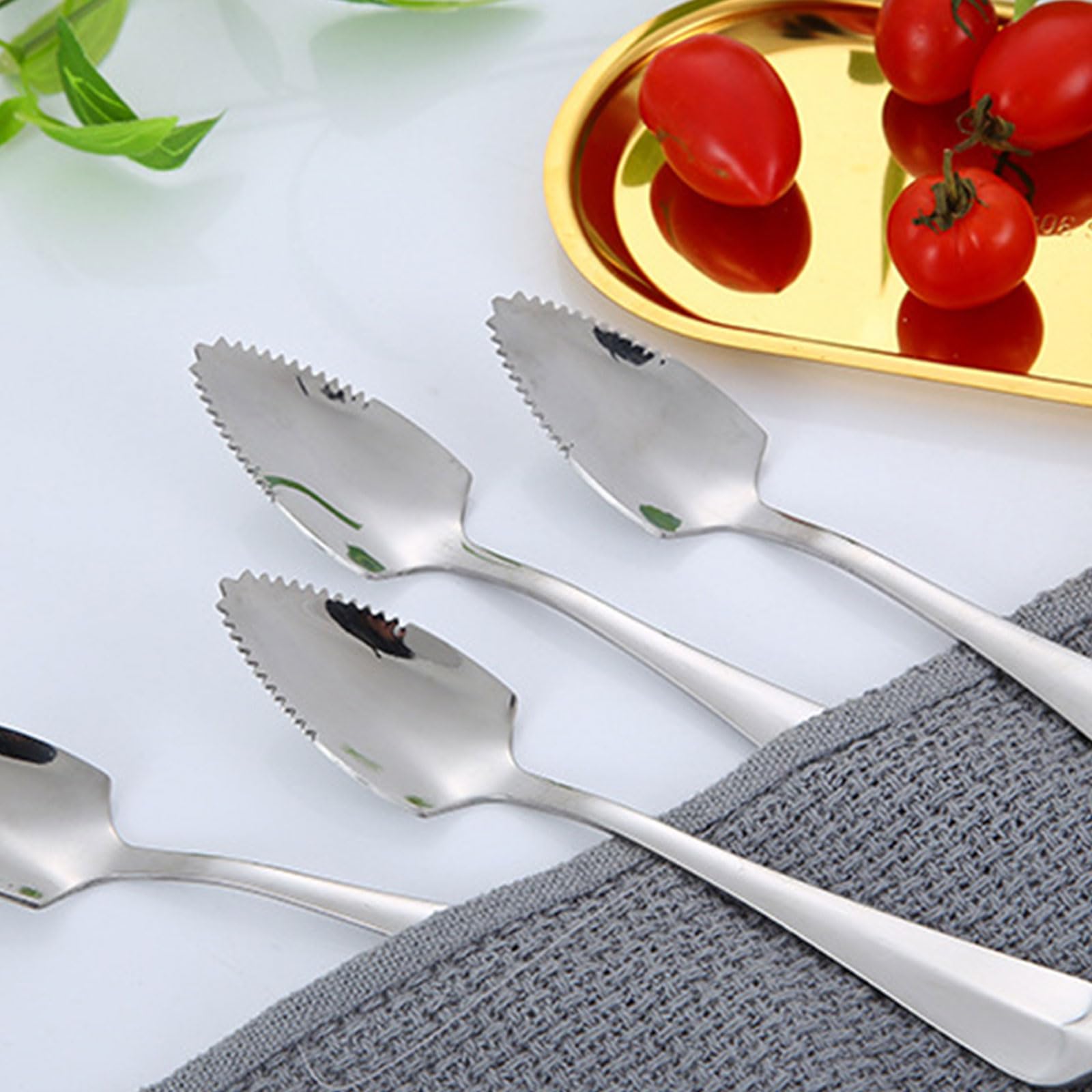 Stainless Steel Grapefruit Spoon For Citrus Fruit Watermelon Dessert Spoon Serrated Edge Ice Cream Dessert Spoon Kitchen Coffee Spoon