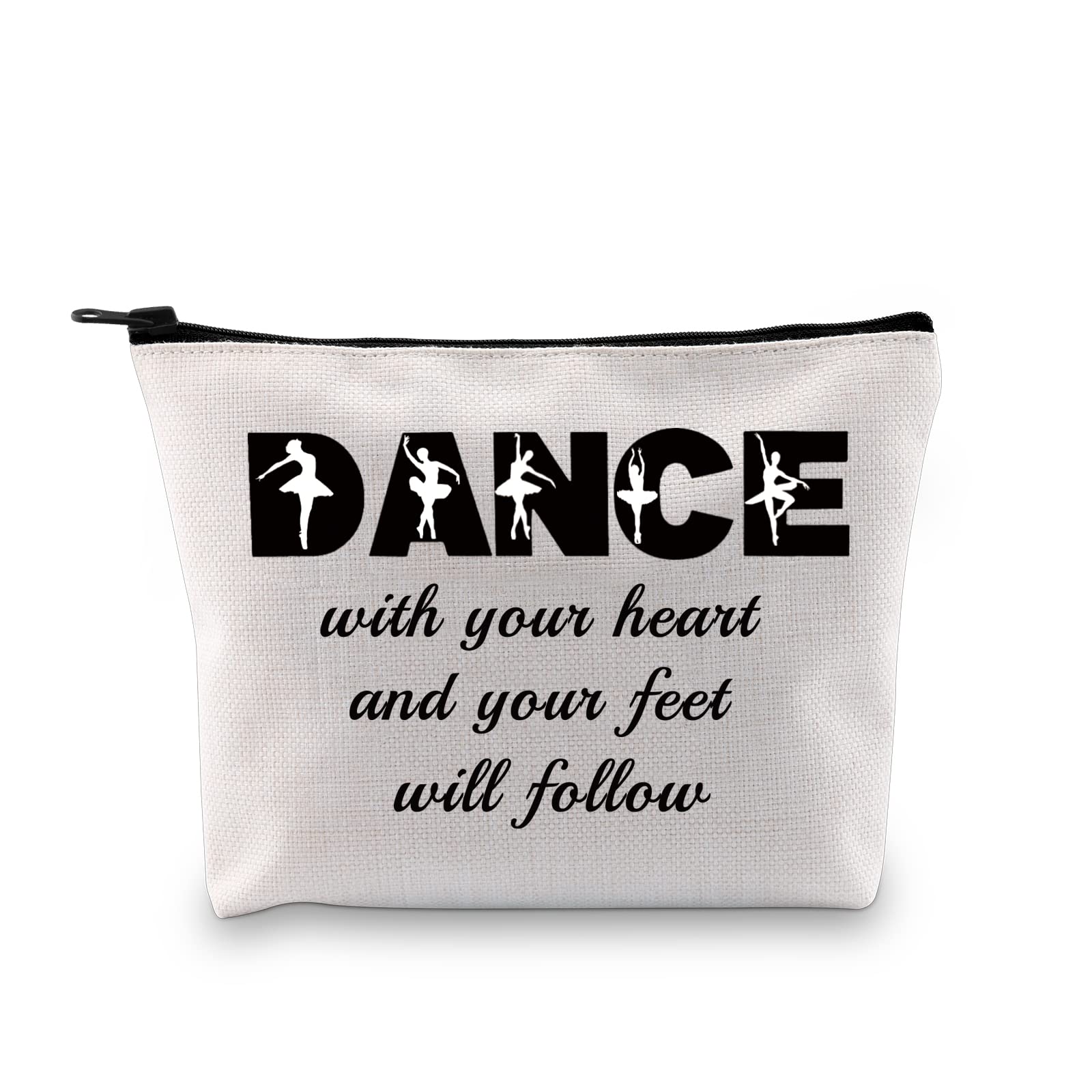 MBMSOBallet Dancer Makeup Bag Ballerina Gifts Dance Teacher Gift Bag Dance Recital Gifts for Girls Dance Lover Gifts Zipper Bag (DANCE bag)