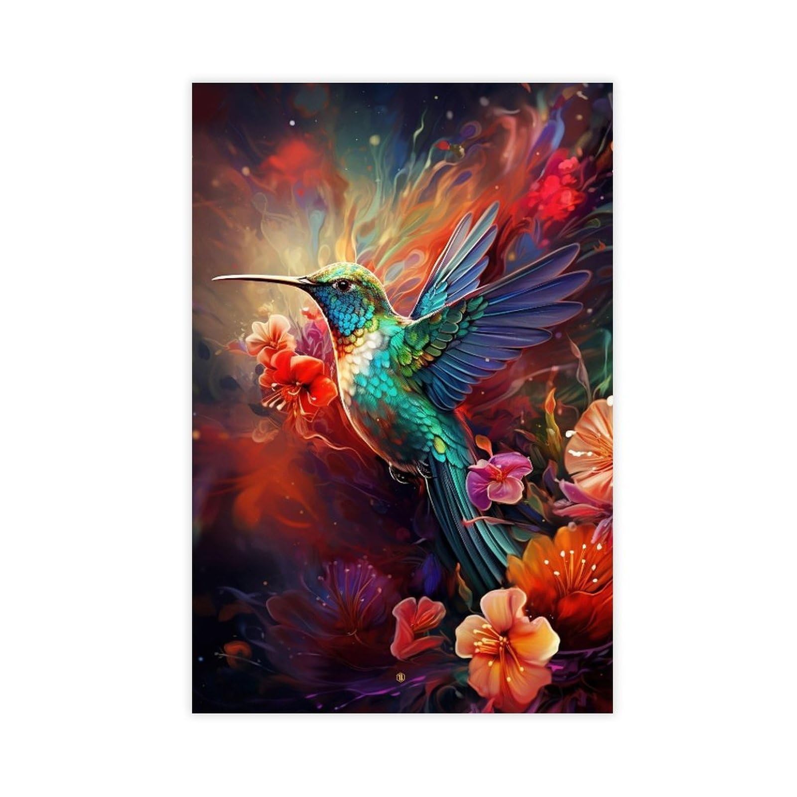 Qnvjqkdsi Unframe Hummingbird Poster, Animal Art Canvas Poster Bedroom Decor Landscape Office Room Decor Gift 24" L X 36" W