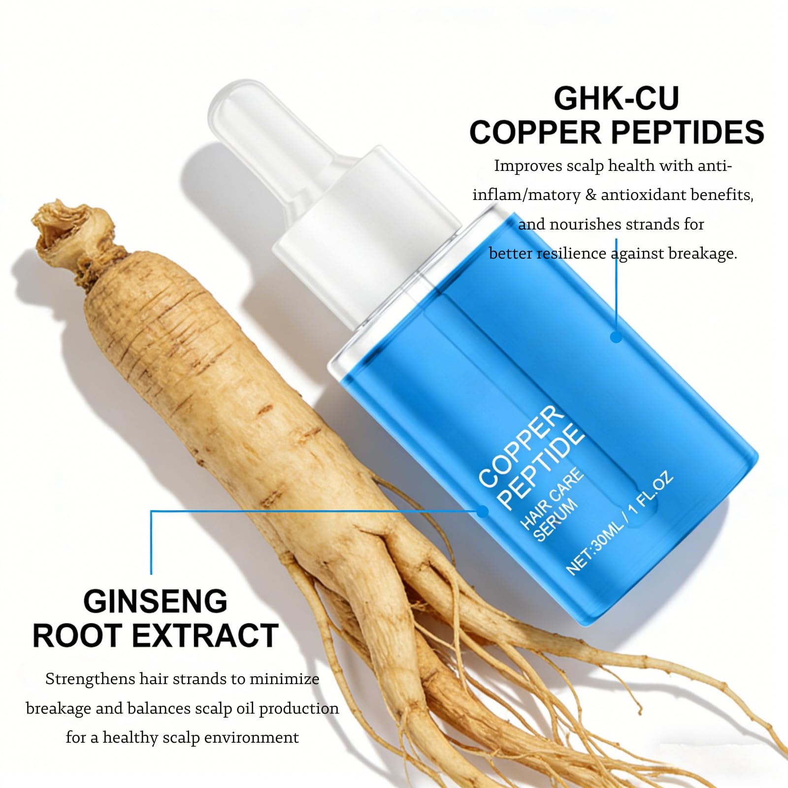 2PCS GHK-Cu Copper Peptide Hair-Density Serum for Women & Men, Advanced Scalp Care for Thinning Hair, Strengthens & Thickens Hair Strands, Support for Fine Hair, Promotes Healthy Shiny Hair Beauty