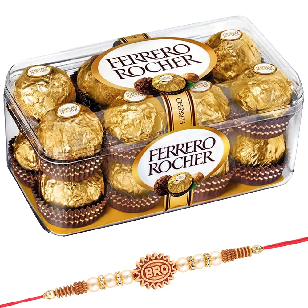 SFU E COM 16 Pieces Rocher with Rakhi | Rocher Chocolate for Brother | 16 Pieces Rocher Rakhi Hamper | 321 (B09BK33DNQ) Amazon Price History, Amazon Price Tracker