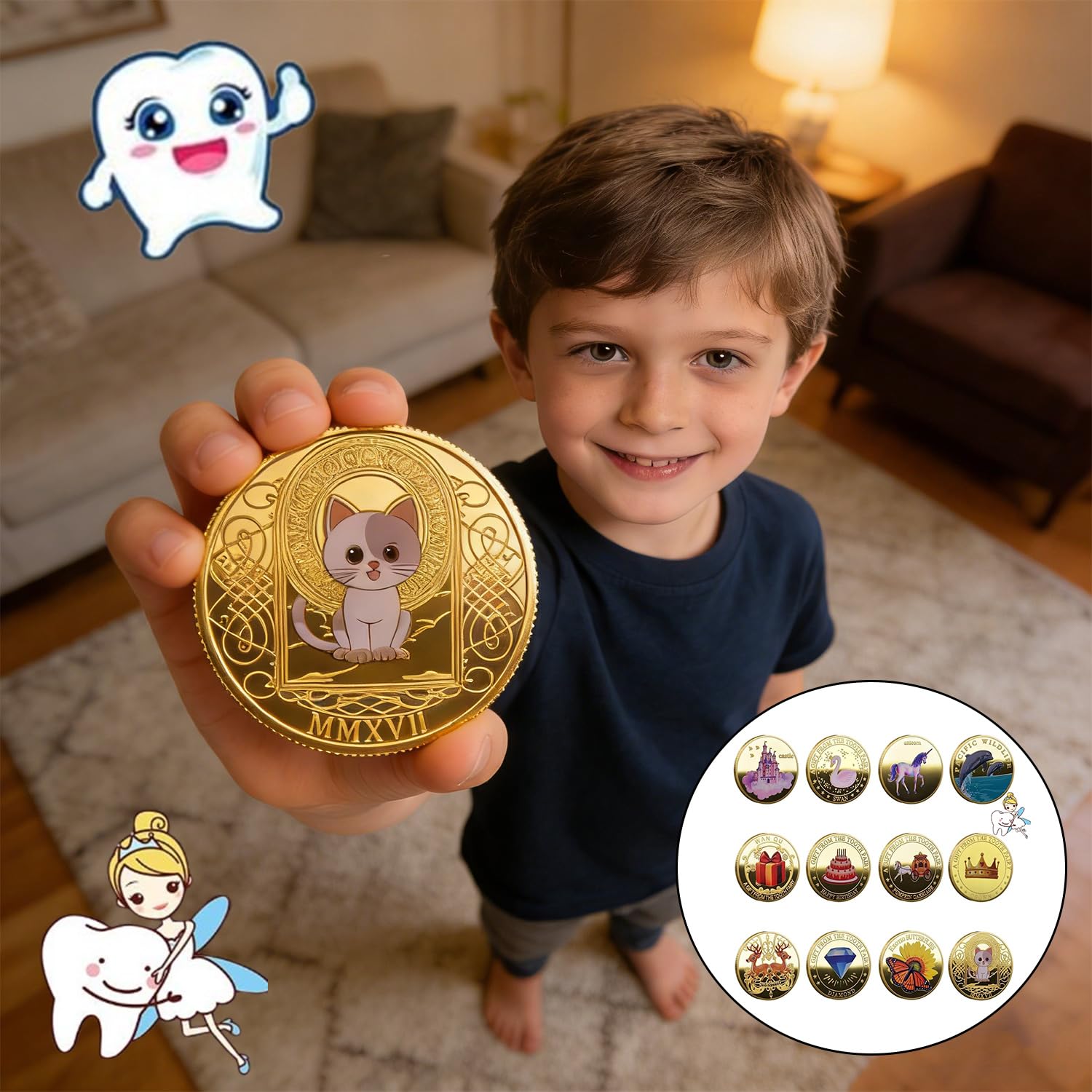 12 Piezas Monedas De Hadas De Dientes, Pérez Con Diferentes Estampados Moneda De Hada De Los Dientes, Tooth Fairy Coin, Hada De Los Dientes Monedas, Regalos Para Diente Perdido