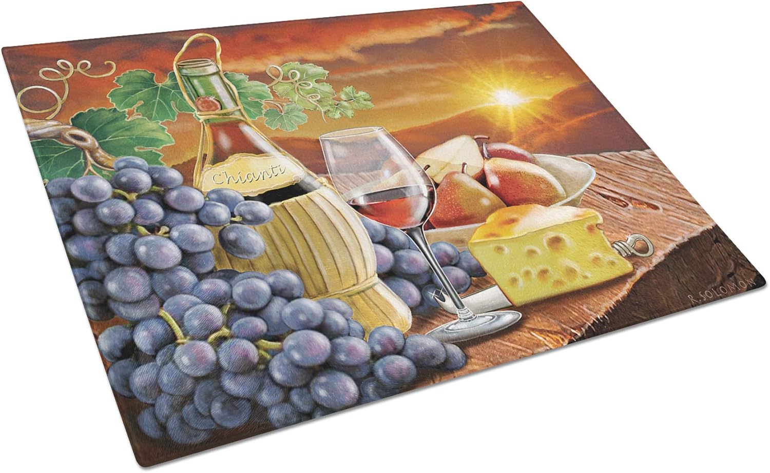 Chianti Wine and Cheese Large Tempered Glass Cutting Board