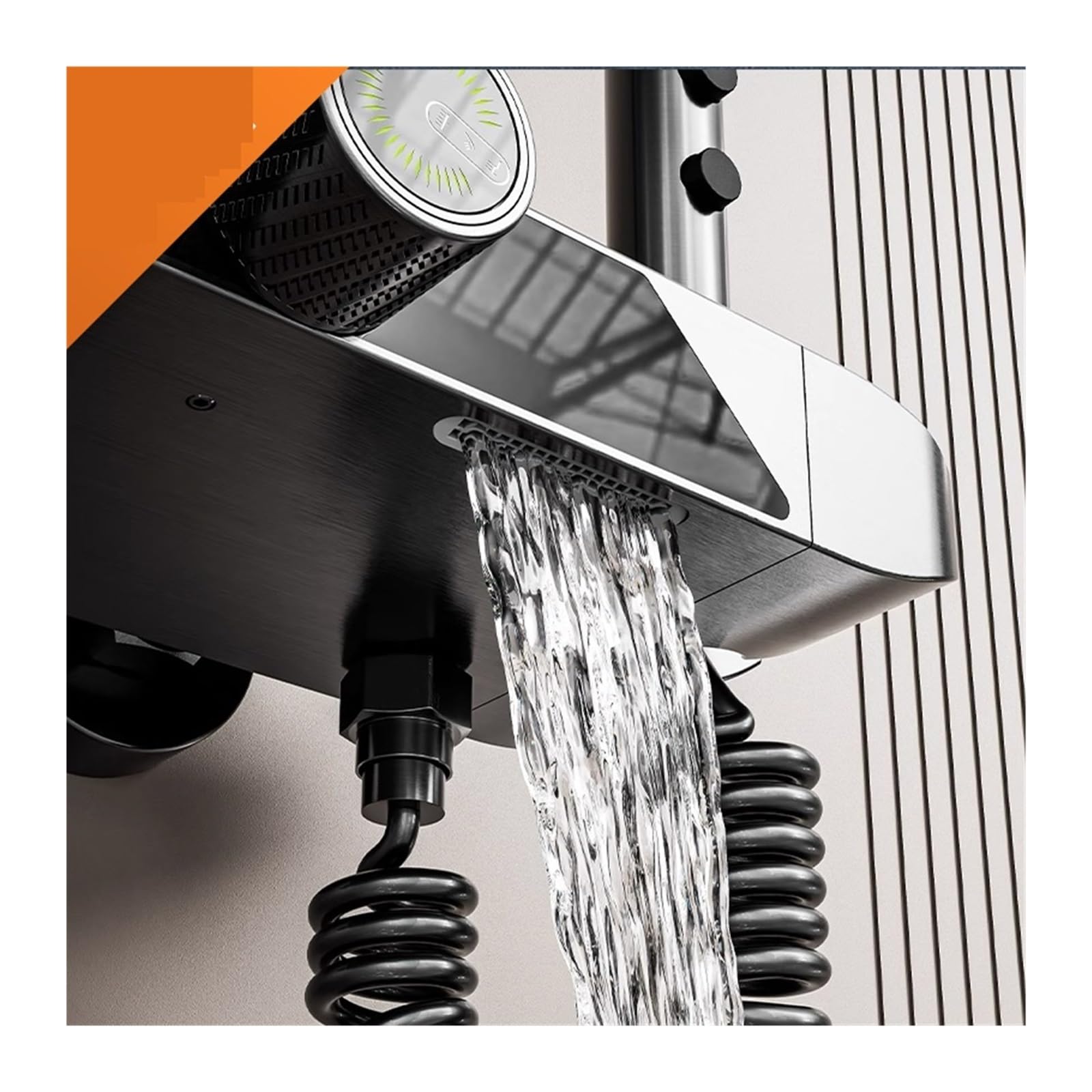 Cyfrowy System Prysznicowy, Inteligentny Wyświetlacz Temperatury Łazienka Prysznic Kran Zestaw, Rainlfall Łazienka Mikser Bidet Prysznic Zestaw(White Square Shower)