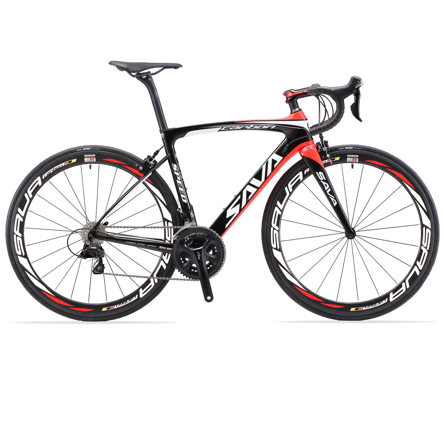 Carbon Road Bike, SAVA HERD6.0 T800 Carbon Fiber Frame 700C Road Bicycle with Shimano 105 22 Speed G