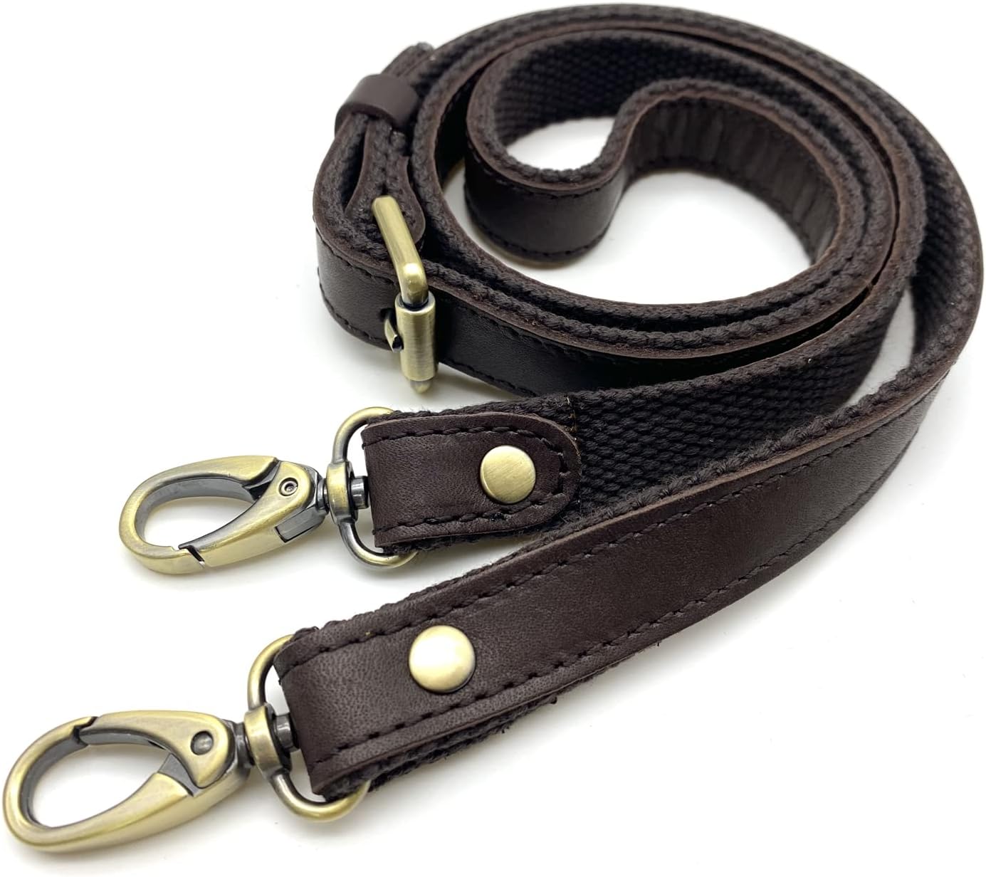 3dancraftit Adjustable Genuine Leather Shoulder Crossbody Bag Purse Strap Handles with Hooks for Bag Making Replacement 45 1/2" / 116cm Dark Coffee T179