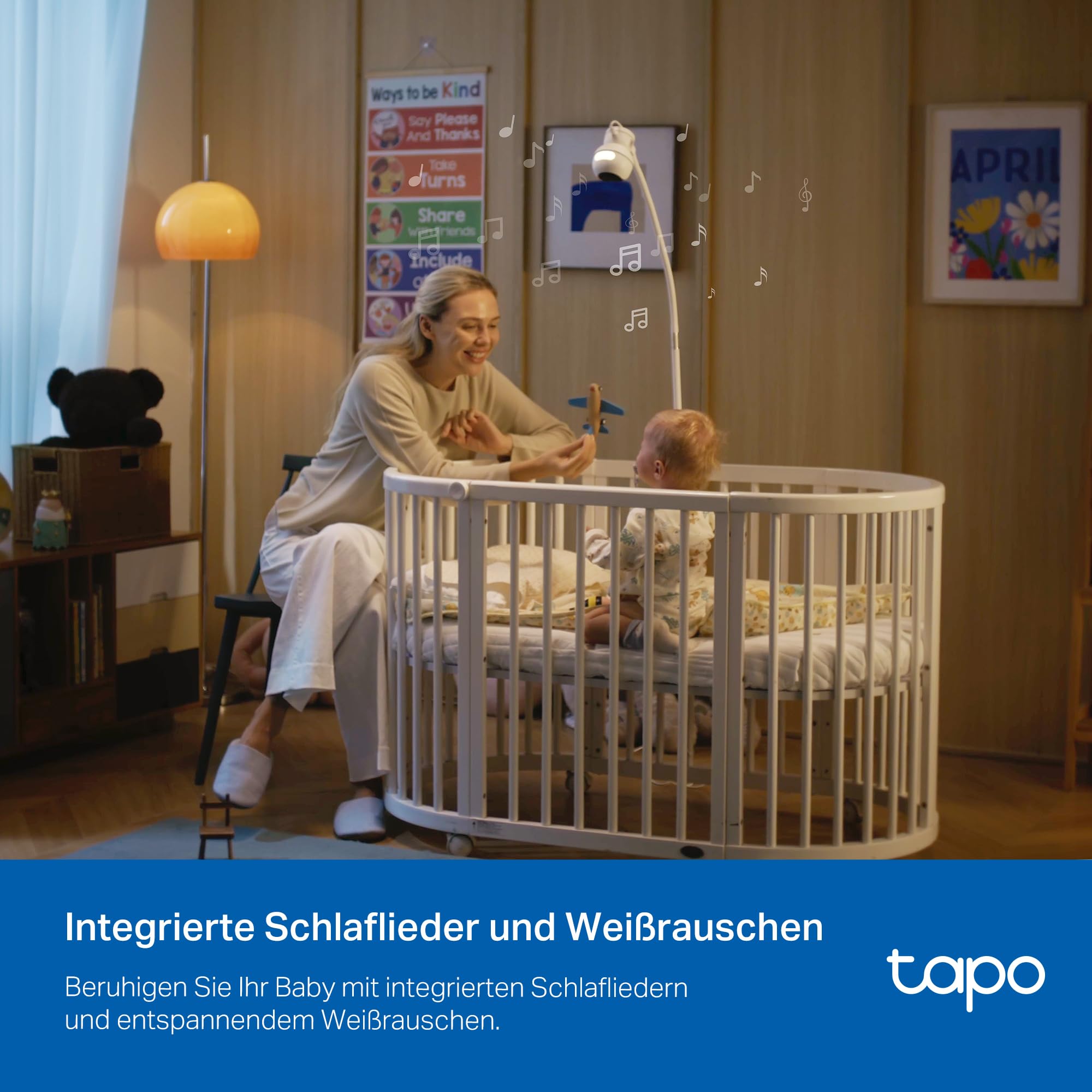 Tapo C840 Dual-Objektiv BabyCam (Erkennung von Babygeschrei & bedecktem Gesicht, Schlafanalyse & -bericht, Schlaflieder & Weißes Rauschen, Nachtlicht, MicroSD bis 512 GB)
